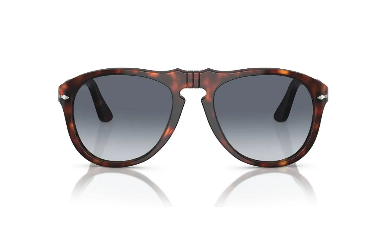 Persol PO0649 24/86 Occhiali da sole Acetato Tartaruga Blu Pilot Normale Sfumato - immagine 2