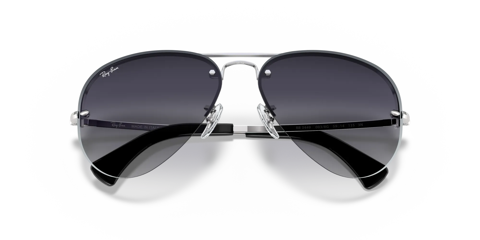 Ray - Ban RB3449 RB3449 003/8G Occhiali da sole Metallo Argento Grigio Pilot Normale Sfumato - immagine 2