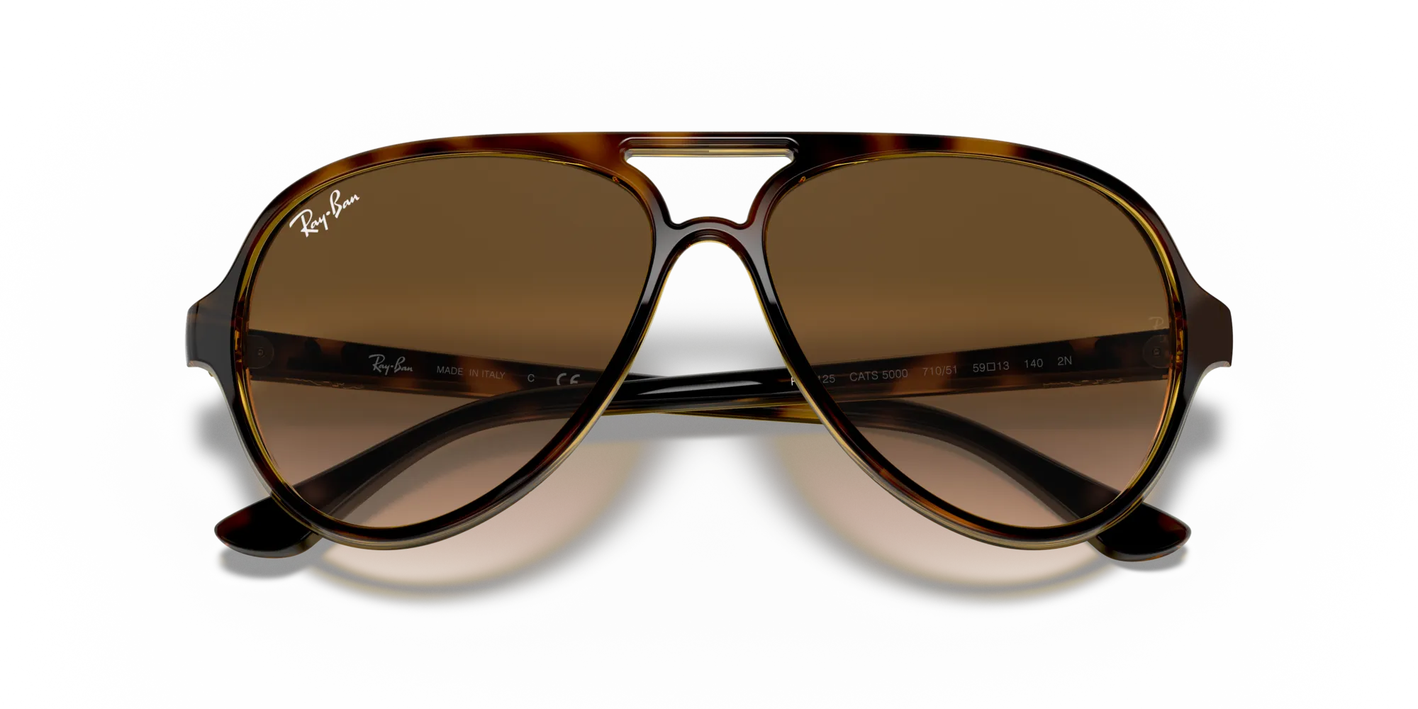 Ray - Ban RB4125 CATS 5000 710/51 Occhiali da sole Iniettato Tartaruga Pilot Normale Sfumato - immagine 2