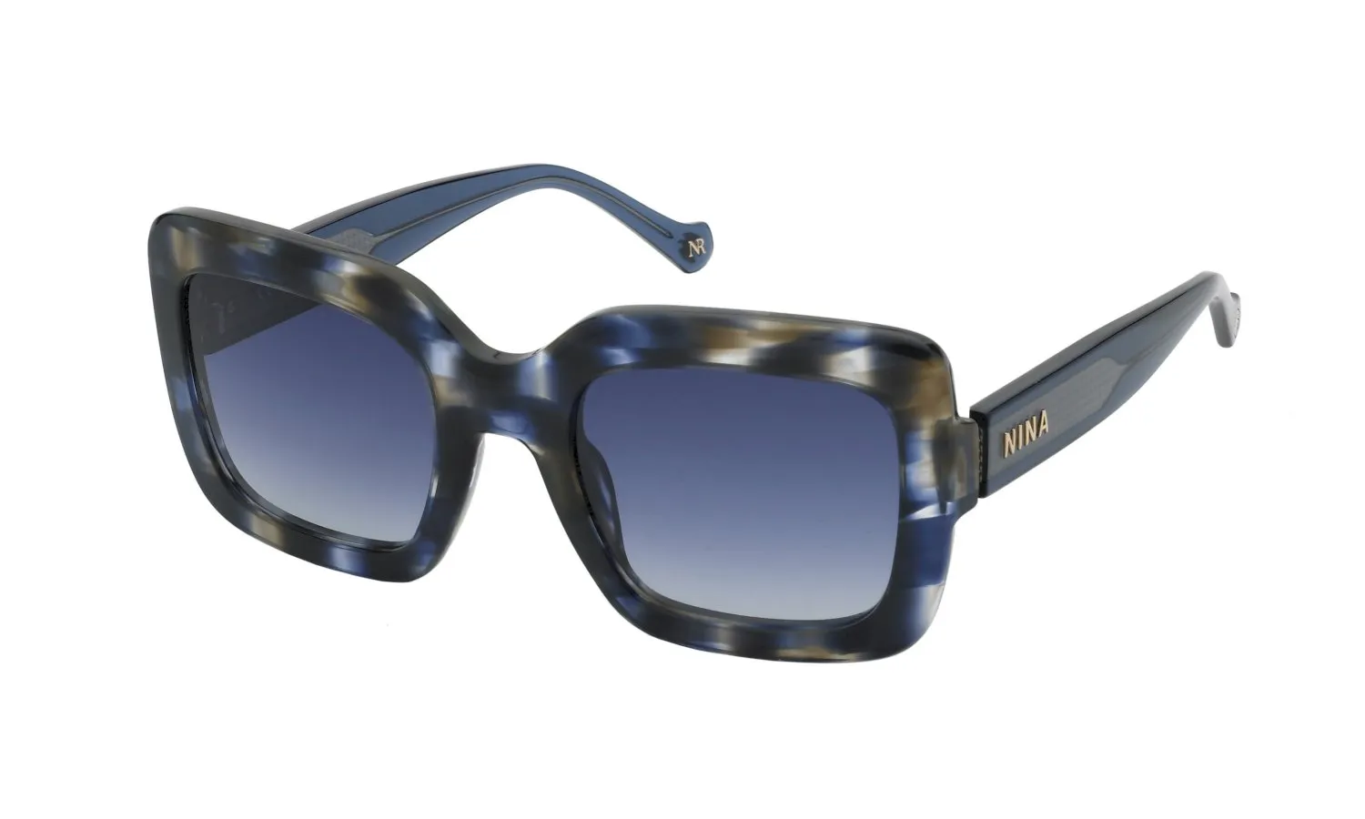 Nina Ricci SNR322 0811 Occhiali da sole Acetato Blu Blu Squadrata Normale Sfumato - immagine 1