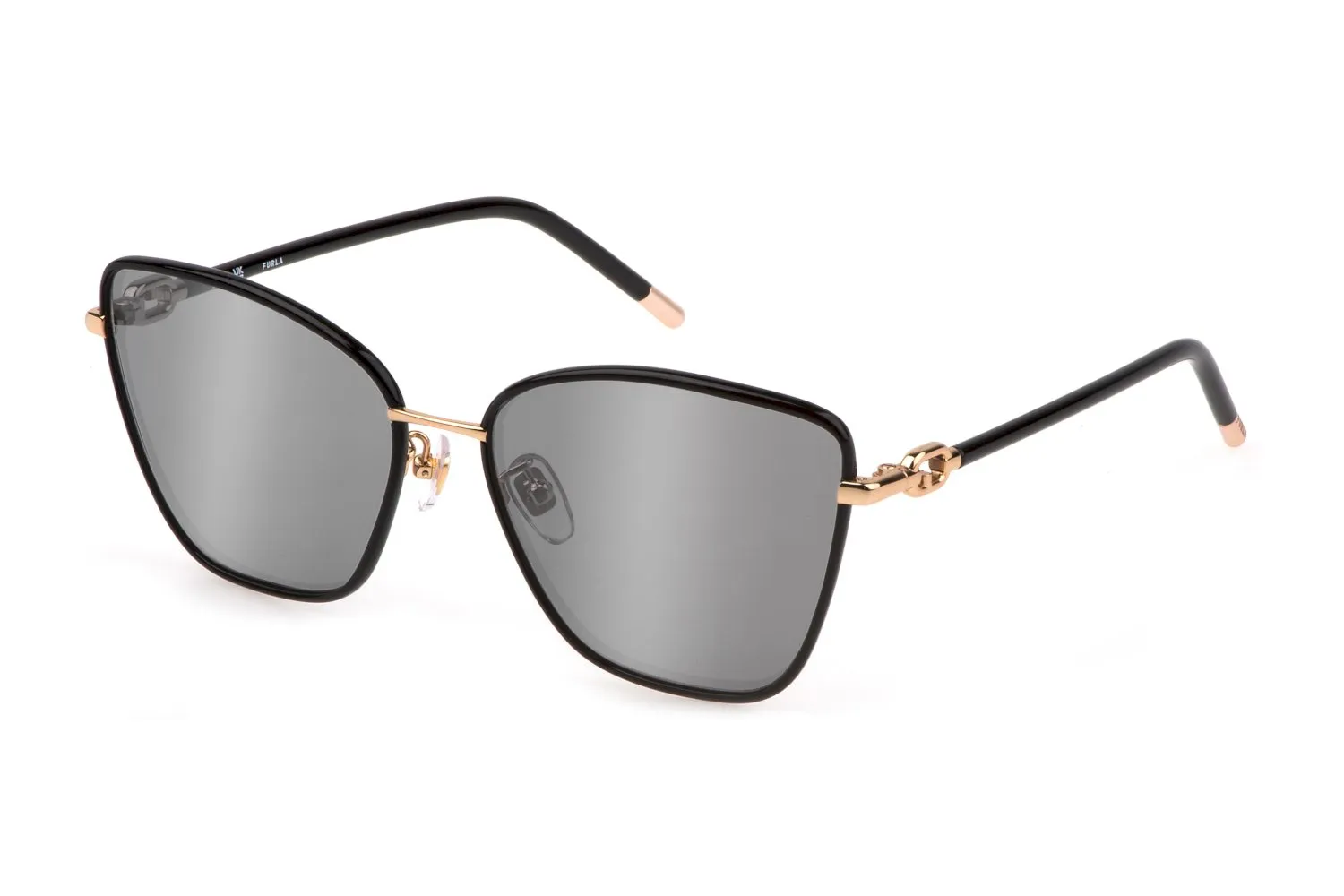 Furla SFU692V 300V Occhiali da sole Metallo Oro rosa Verde Cat Eye Specchiate Specchiato - immagine 1