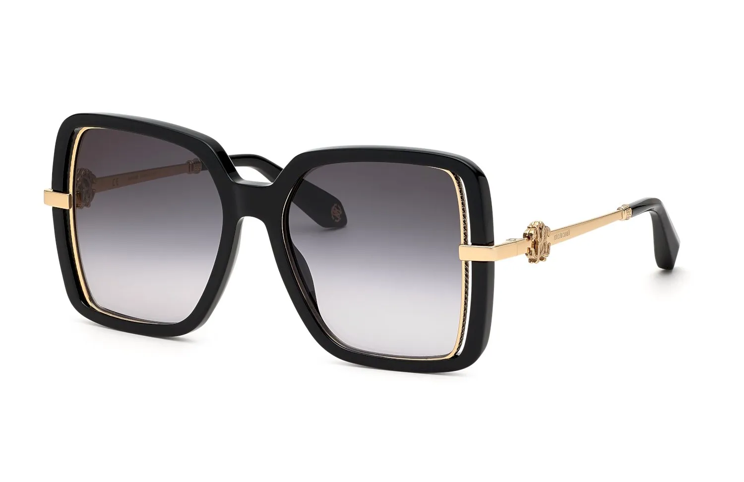 Roberto Cavalli SRC007 700 Occhiali da sole Metallo Nero Grigio Squadrata Normale Sfumato - immagine 1