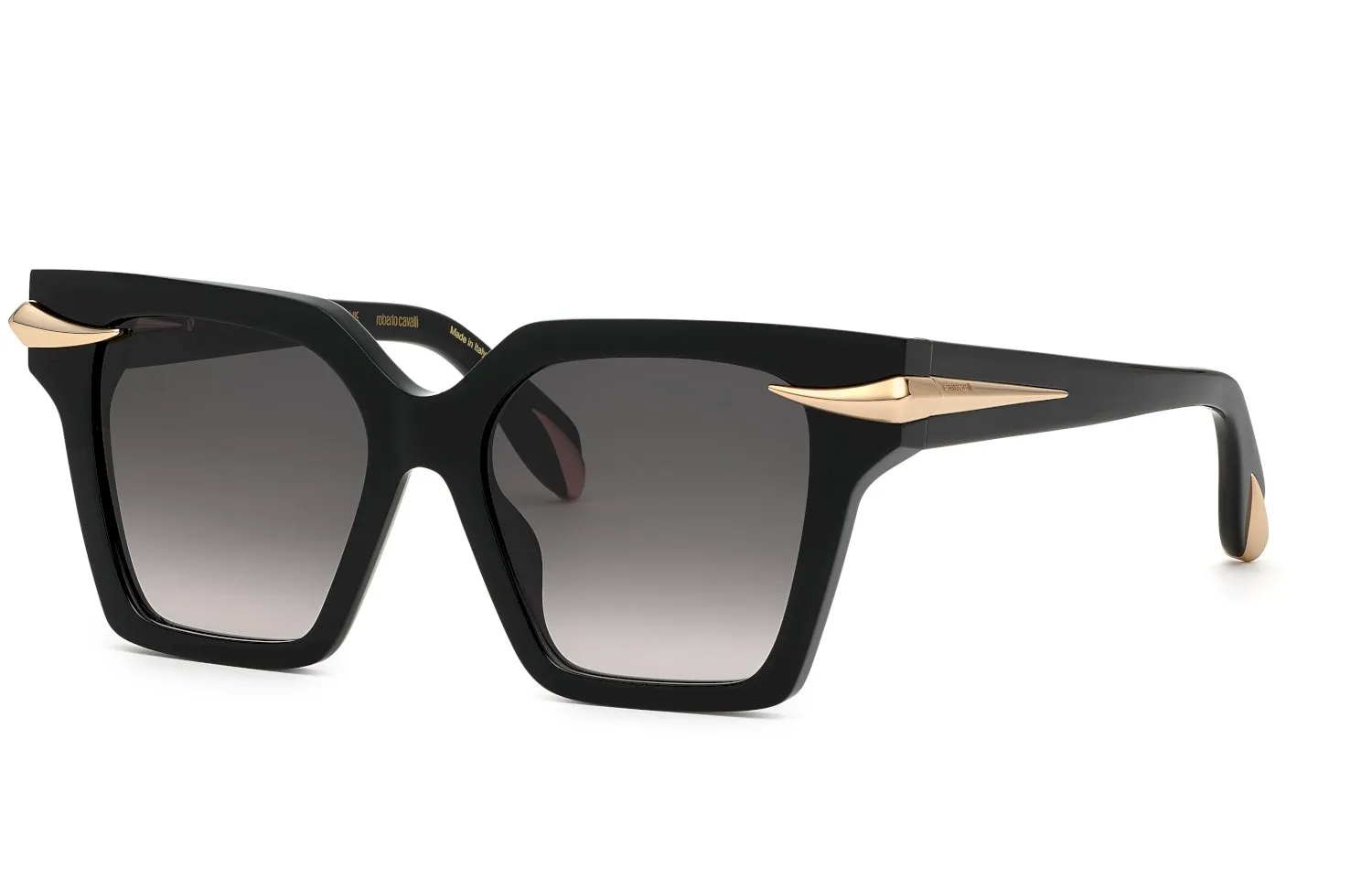 Roberto Cavalli SRC002M 700 Occhiali da sole Acetato Nero Grigio Squadrata Normale Sfumato - immagine 1