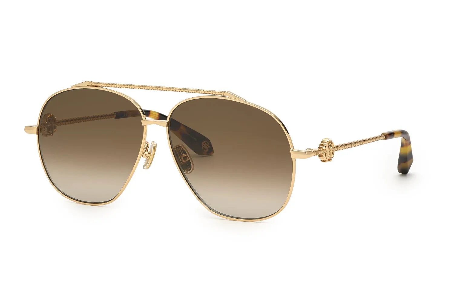 Roberto Cavalli SRC008V 300Y Occhiali da sole Metallo Oro Marrone Squadrata Normale Sfumato - immagine 1