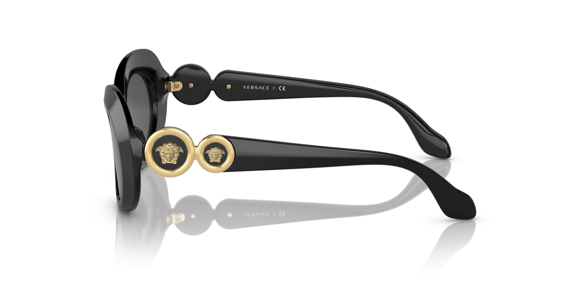 Versace VK4428U GB1/87 Occhiali da sole Acetato Nero Grigio Rotonda Normale - immagine 4