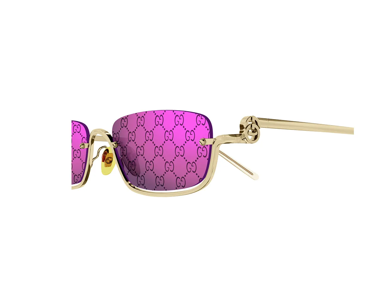 Gucci GG1278S 005 Occhiali da sole Metallo Oro Viola Squadrata Normale Decorazione - immagine 4