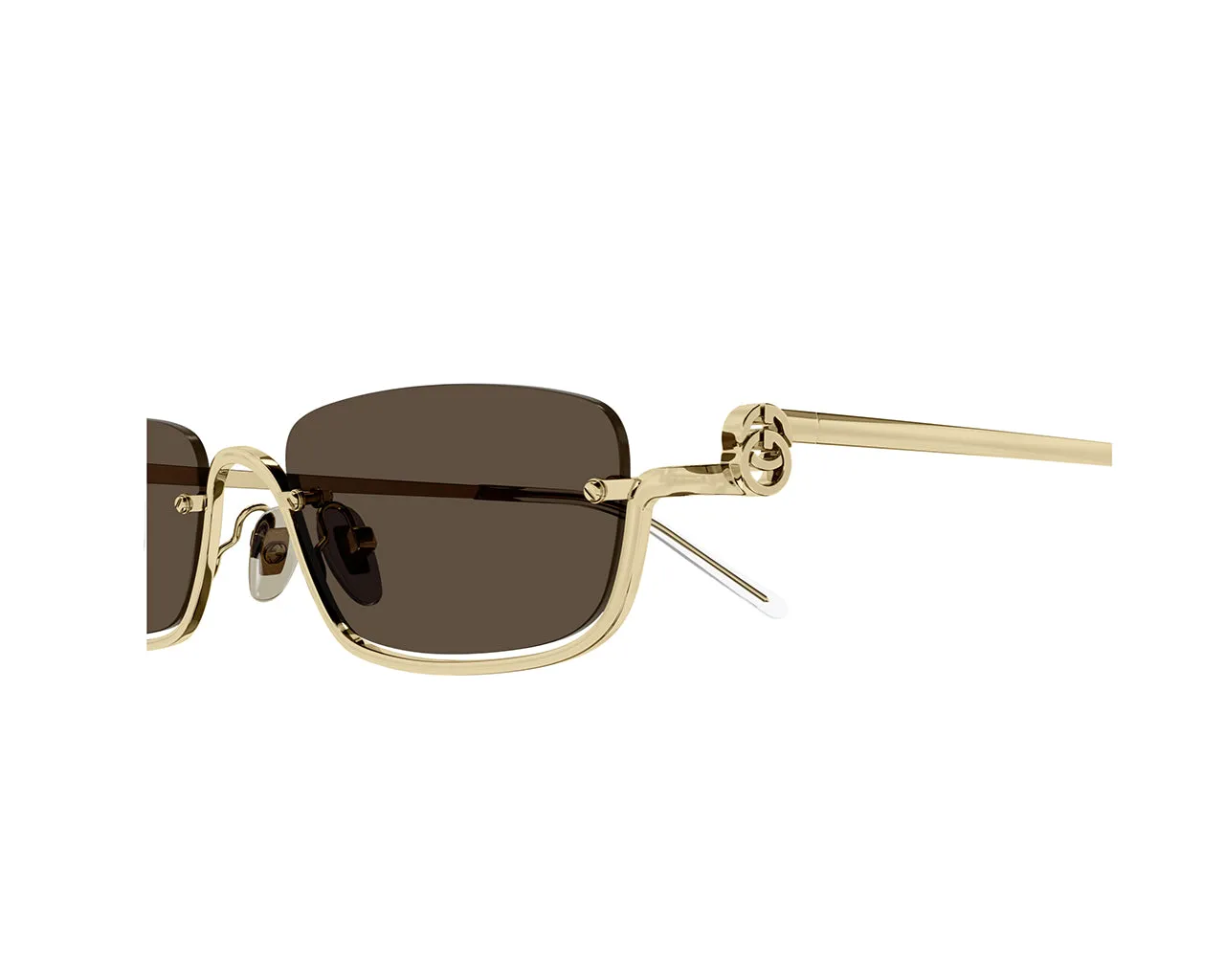 Gucci GG1278S 001 Occhiali da sole Metallo Oro Marrone Squadrata Normale - immagine 4
