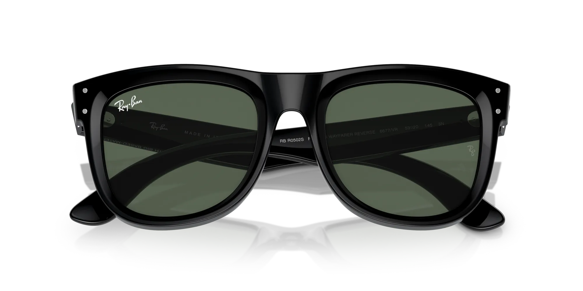 Ray - Ban RBR0502S WAYFARER REVERSE 6677VR Occhiali da sole Acetato Nero Verde Squadrata Normale - immagine 2