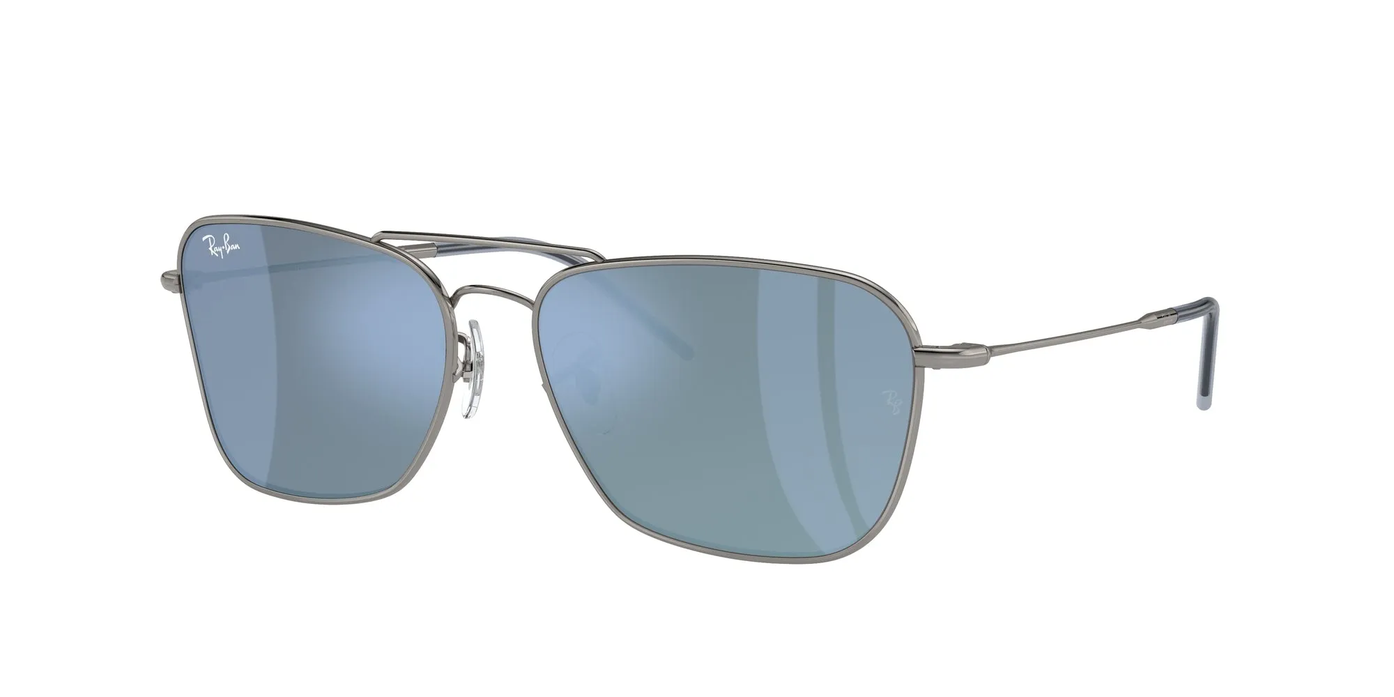 Ray - Ban RBR0102S CARAVAN REVERSE 004/GA Occhiali da sole Metallo Grigio Blu Squadrata Normale Specchiato - immagine 1