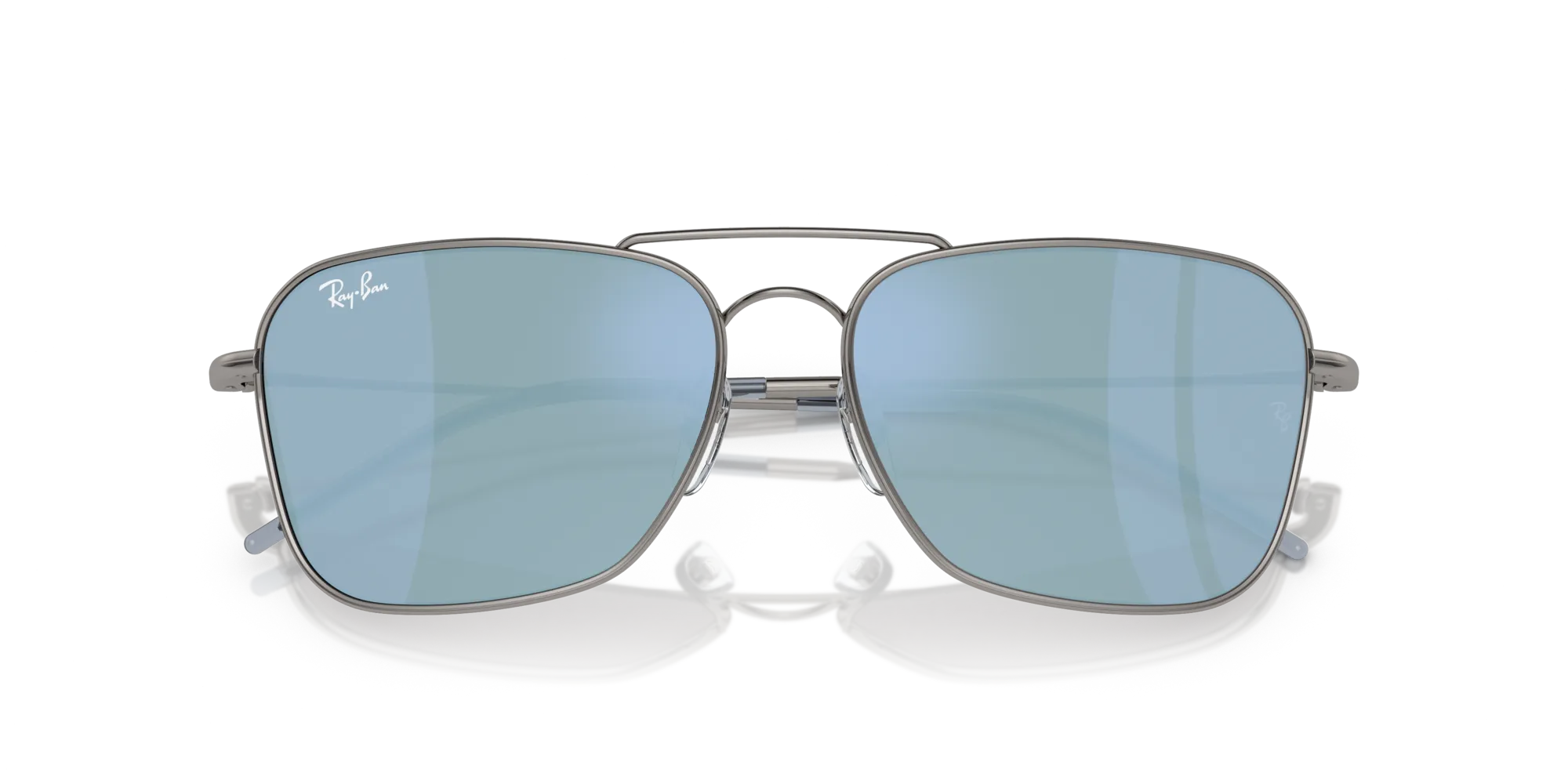 Ray - Ban RBR0102S CARAVAN REVERSE 004/GA Occhiali da sole Metallo Grigio Blu Squadrata Normale Specchiato - immagine 2