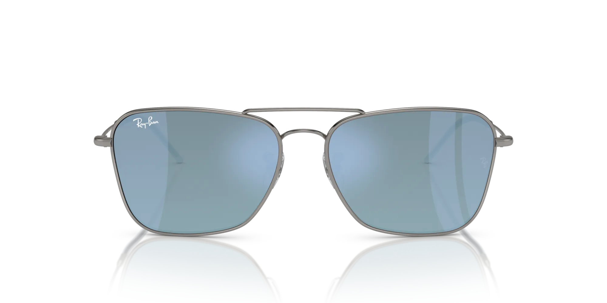 Ray - Ban RBR0102S CARAVAN REVERSE 004/GA Occhiali da sole Metallo Grigio Blu Squadrata Normale Specchiato - immagine 3