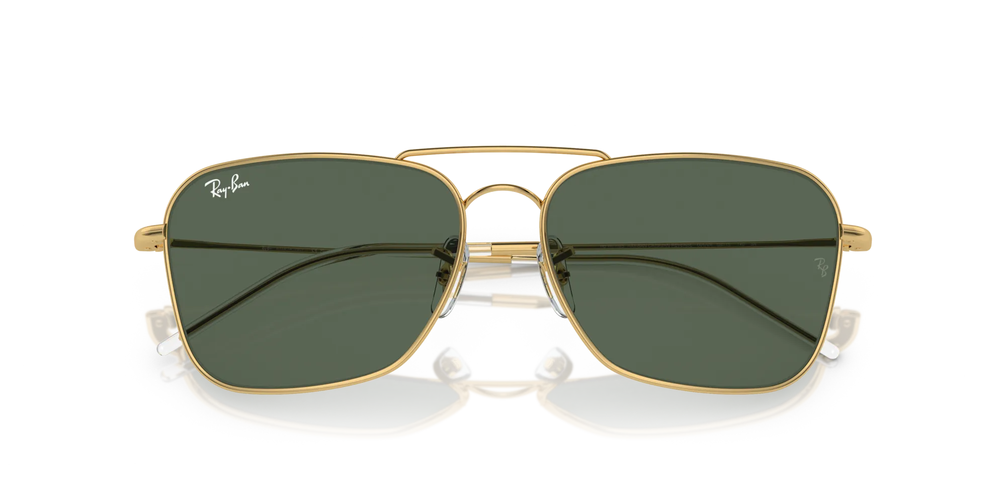 Ray - Ban RBR0102S CARAVAN REVERSE 001/VR Occhiali da sole Metallo Oro Verde G15 Squadrata Normale - immagine 2