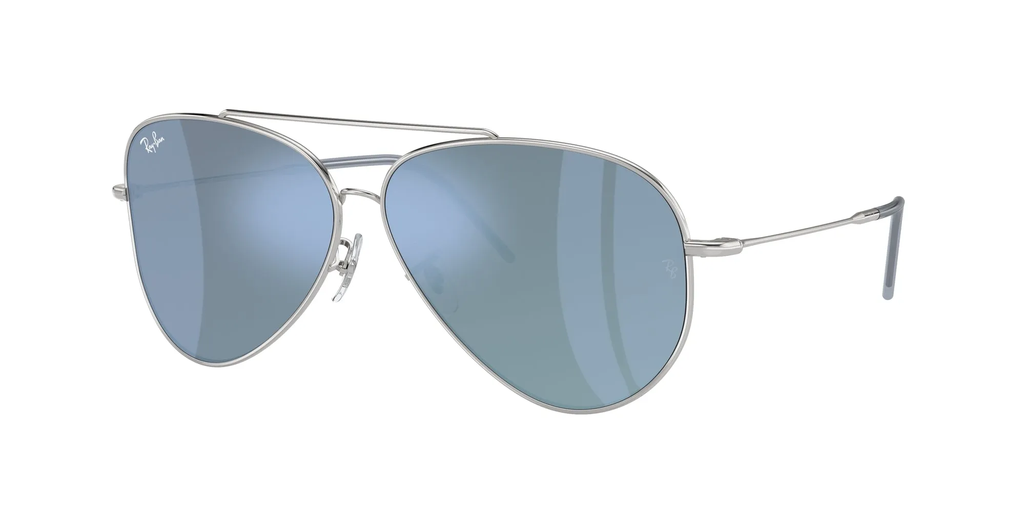 Ray - Ban RBR0101S AVIATOR REVERSE 003/GA Occhiali da sole Metallo Argento Blu Pilot Normale Specchiato - immagine 1