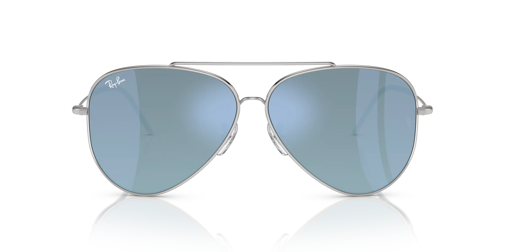 Ray - Ban RBR0101S AVIATOR REVERSE 003/GA Occhiali da sole Metallo Argento Blu Pilot Normale Specchiato - immagine 3