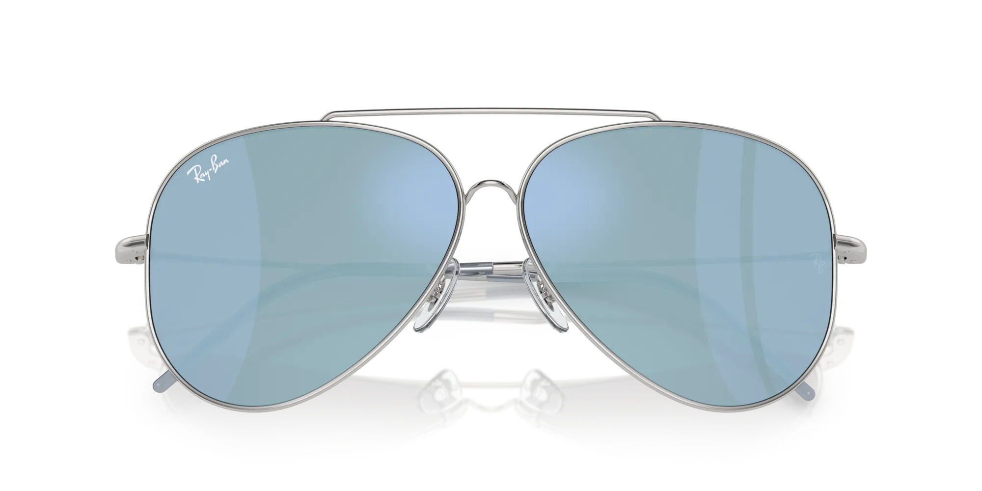 Ray - Ban RBR0101S AVIATOR REVERSE 003/GA Occhiali da sole Metallo Argento Blu Pilot Normale Specchiato - immagine 2