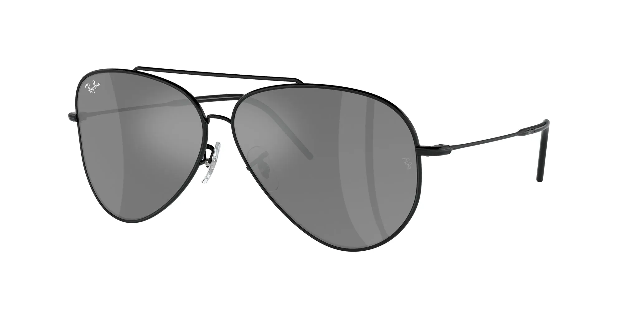 Ray - Ban RBR0101S AVIATOR REVERSE 002/GS Occhiali da sole Metallo Nero Argento Pilot Normale Specchiato - immagine 1