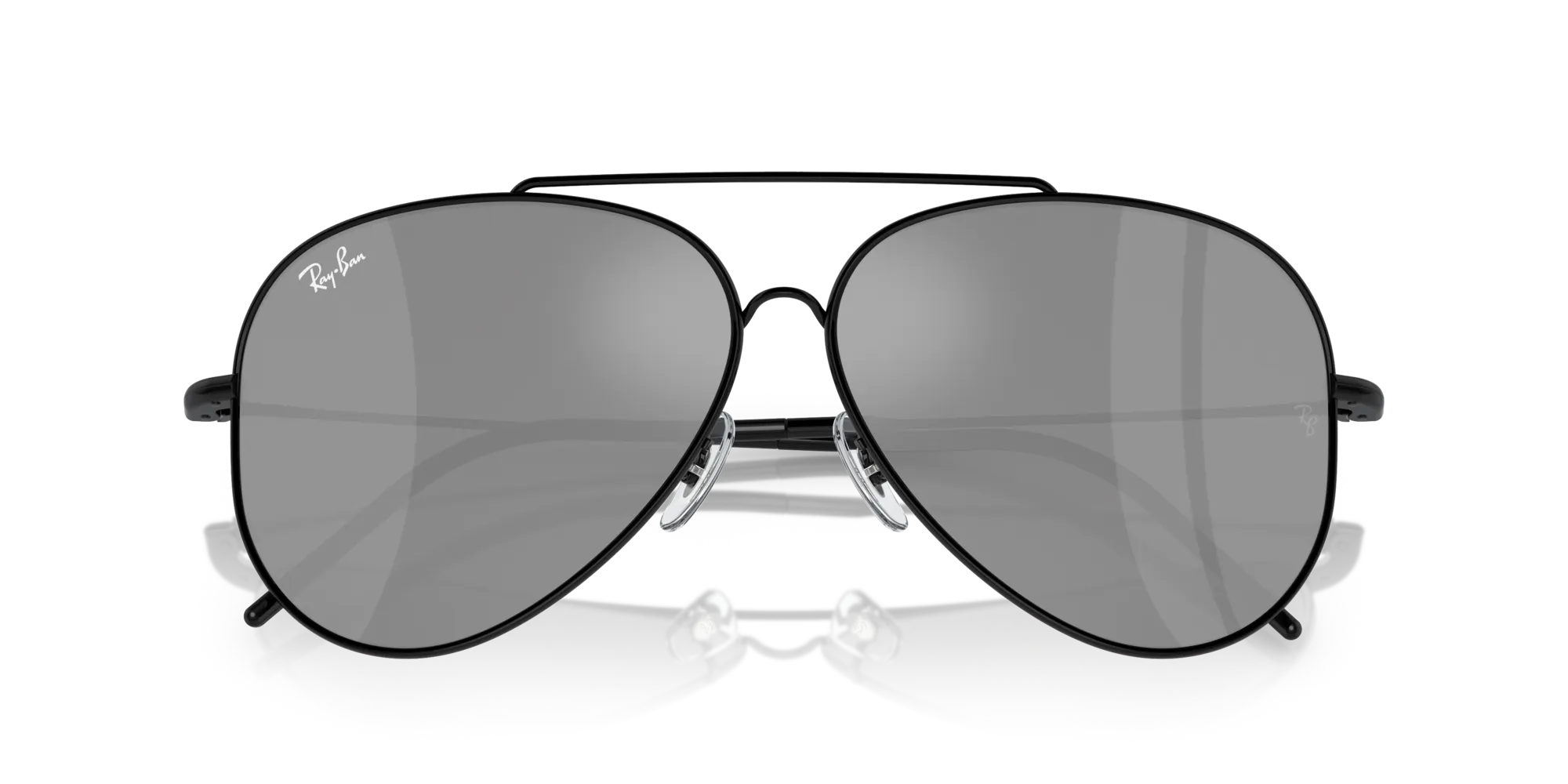 Ray - Ban RBR0101S AVIATOR REVERSE 002/GS Occhiali da sole Metallo Nero Argento Pilot Normale Specchiato - immagine 2