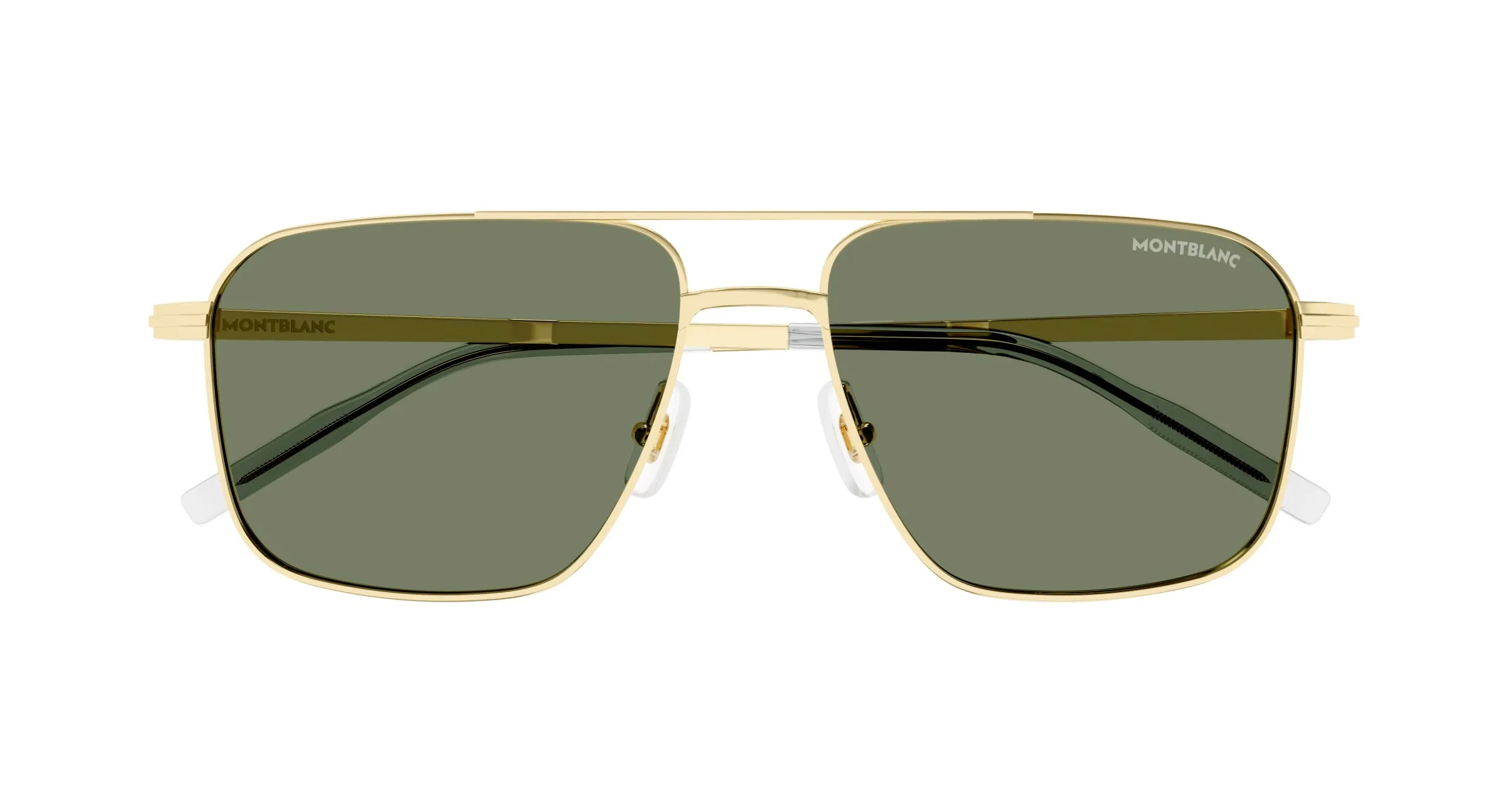 Montblanc MB0278S 002 Occhiali da sole Metallo Oro Verde Squadrata - immagine 2