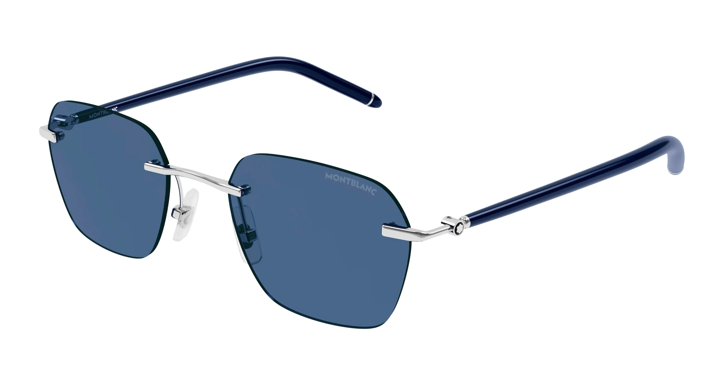 Montblanc MB0270S 003 Occhiali da sole Metallo Argento Blu Squadrata Normale - immagine 1