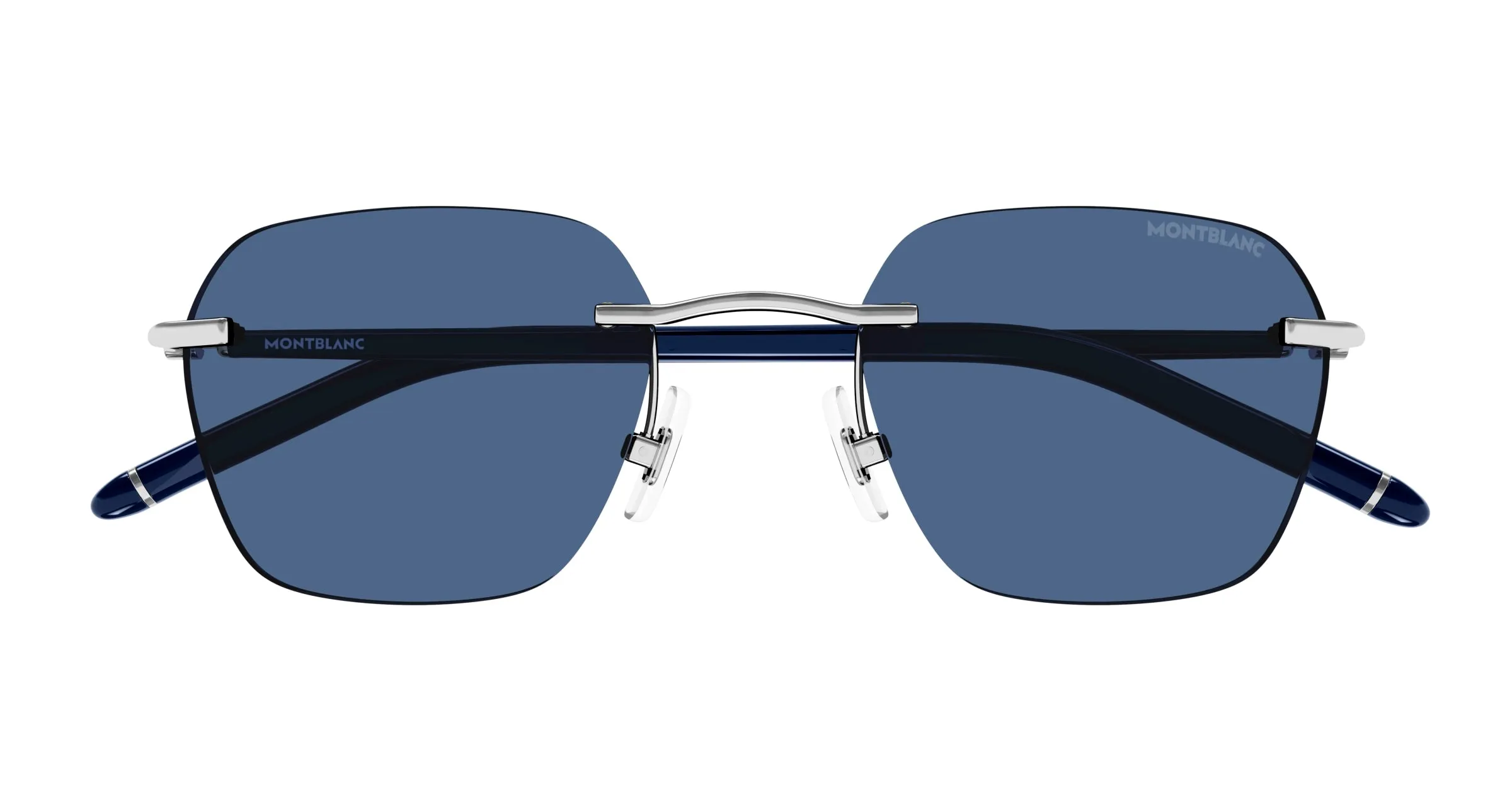 Montblanc MB0270S 003 Occhiali da sole Metallo Argento Blu Squadrata Normale - immagine 2