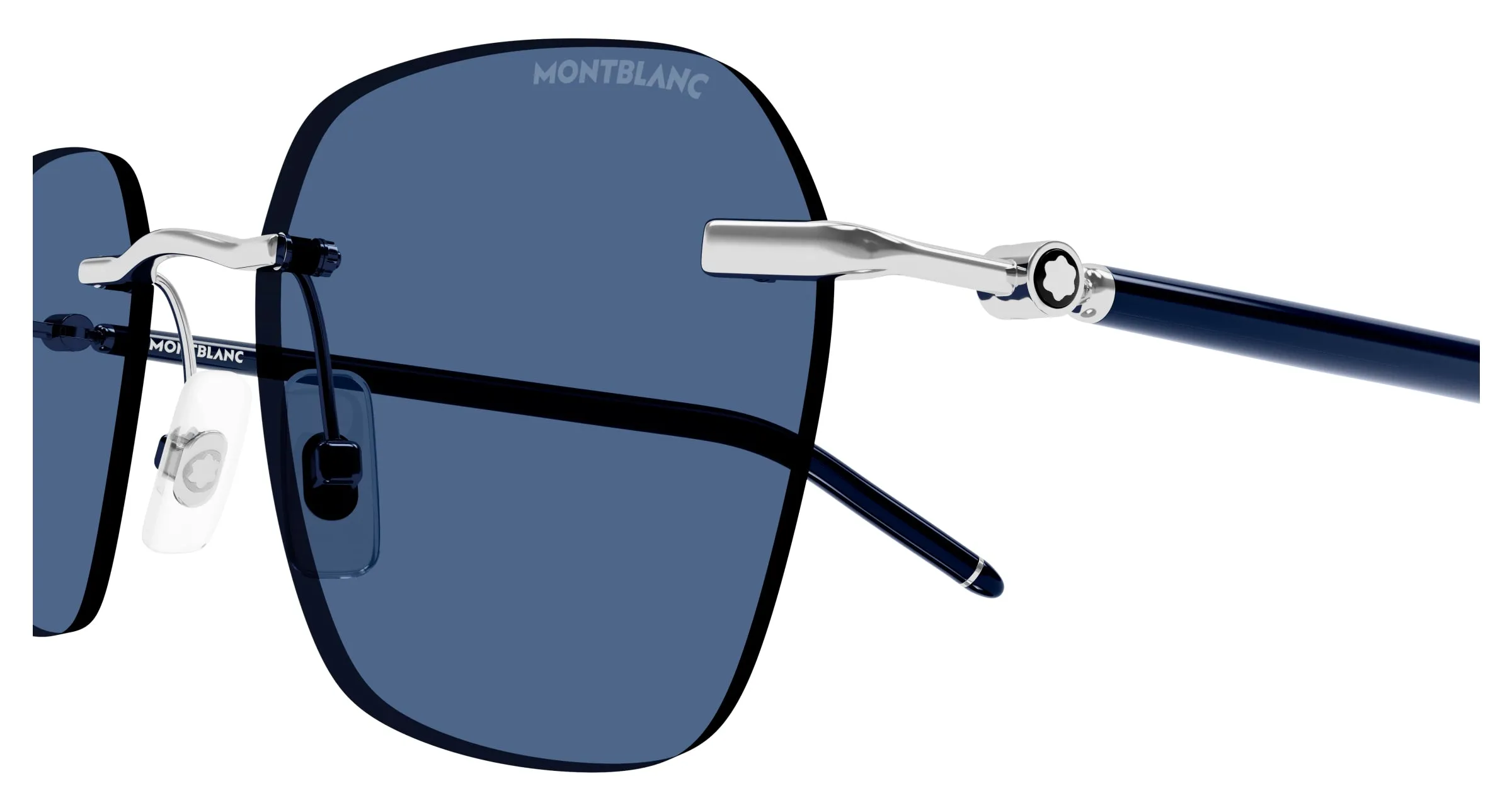 Montblanc MB0270S 003 Occhiali da sole Metallo Argento Blu Squadrata Normale - immagine 3