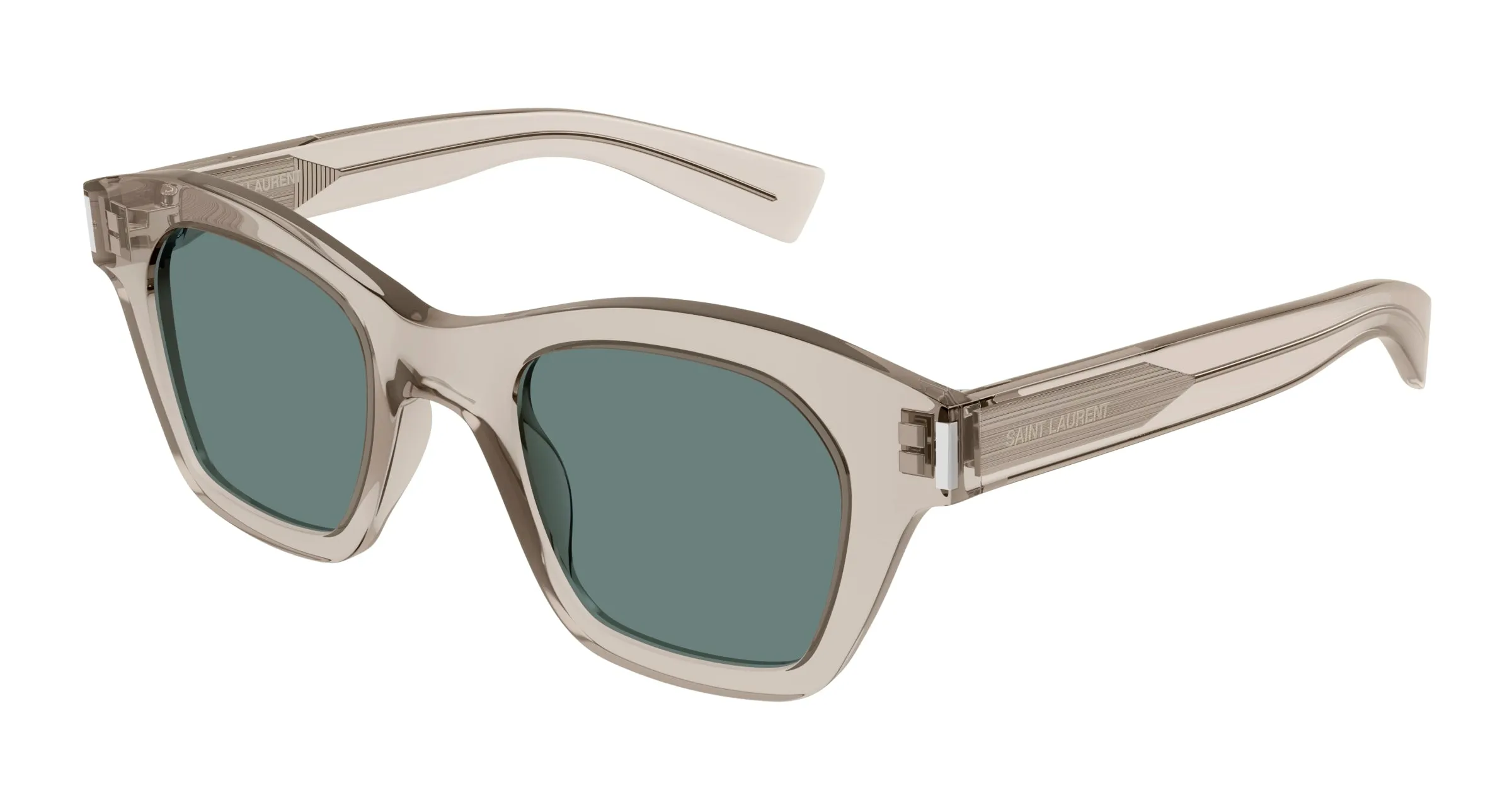SAINT LAURENT Unisex SL 592 005 Occhiali da sole Acetato Beige Verde Squadrata Normale - immagine 1