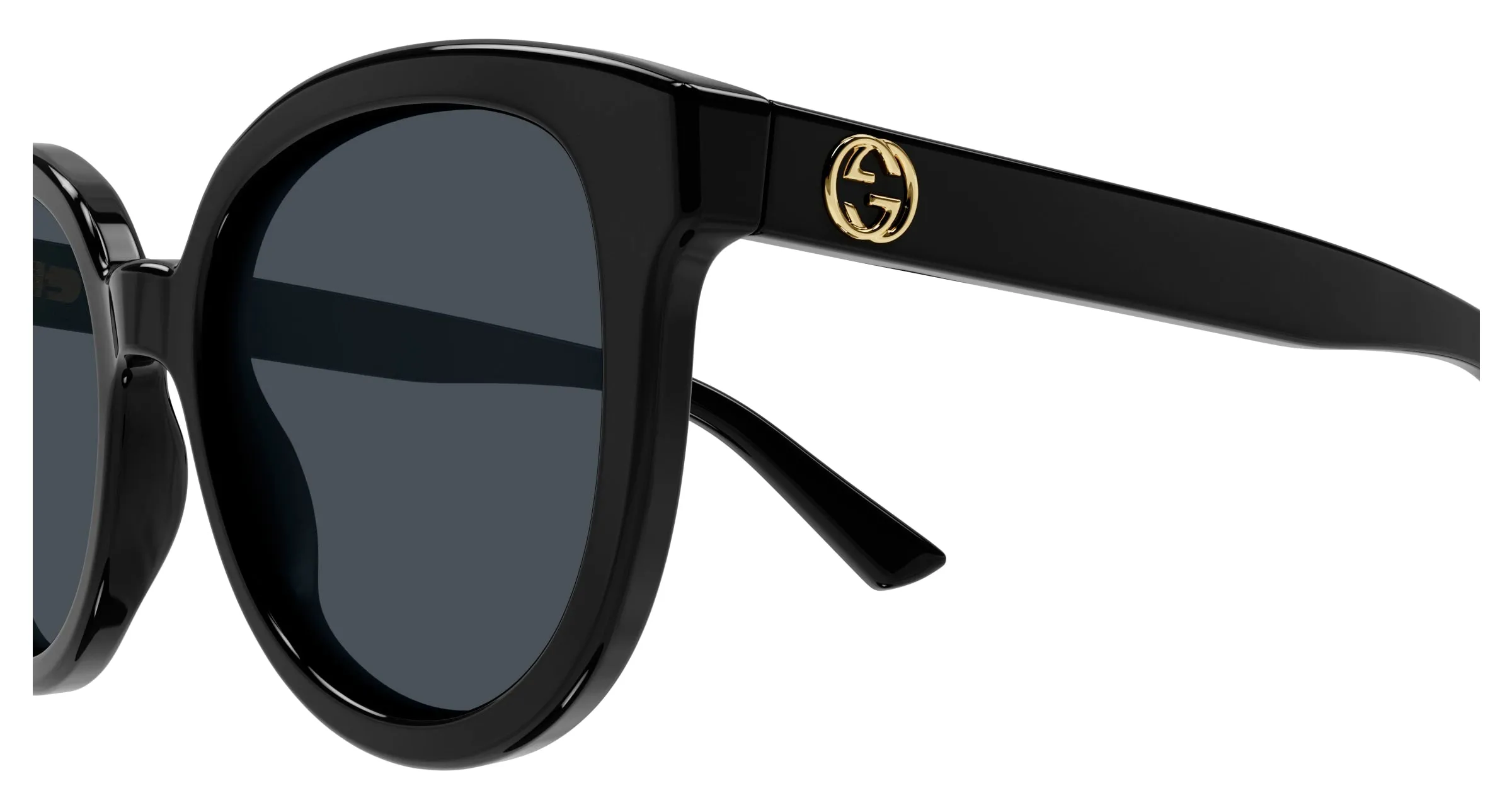 Gucci GG1315S 001 Occhiali da sole Acetato Nero Grigio Rotonda Normale - immagine 3