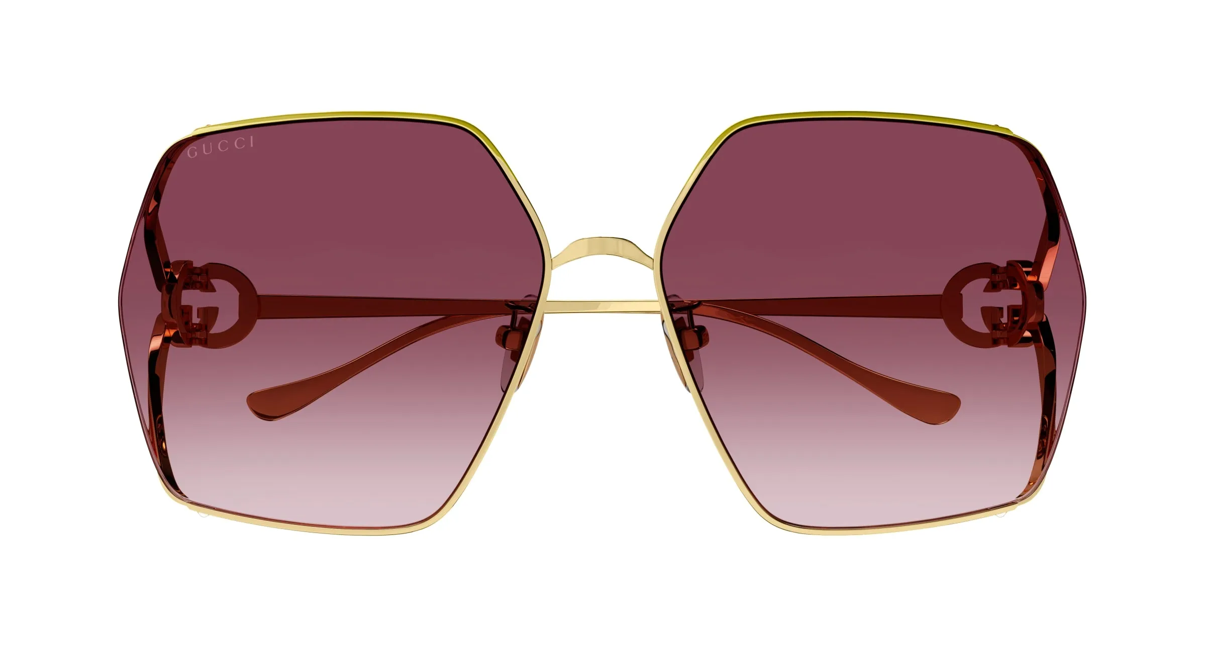 Gucci GG1322SA 003 Occhiali da sole Metallo Oro Rosso Squadrata Normale Sfumato - immagine 2