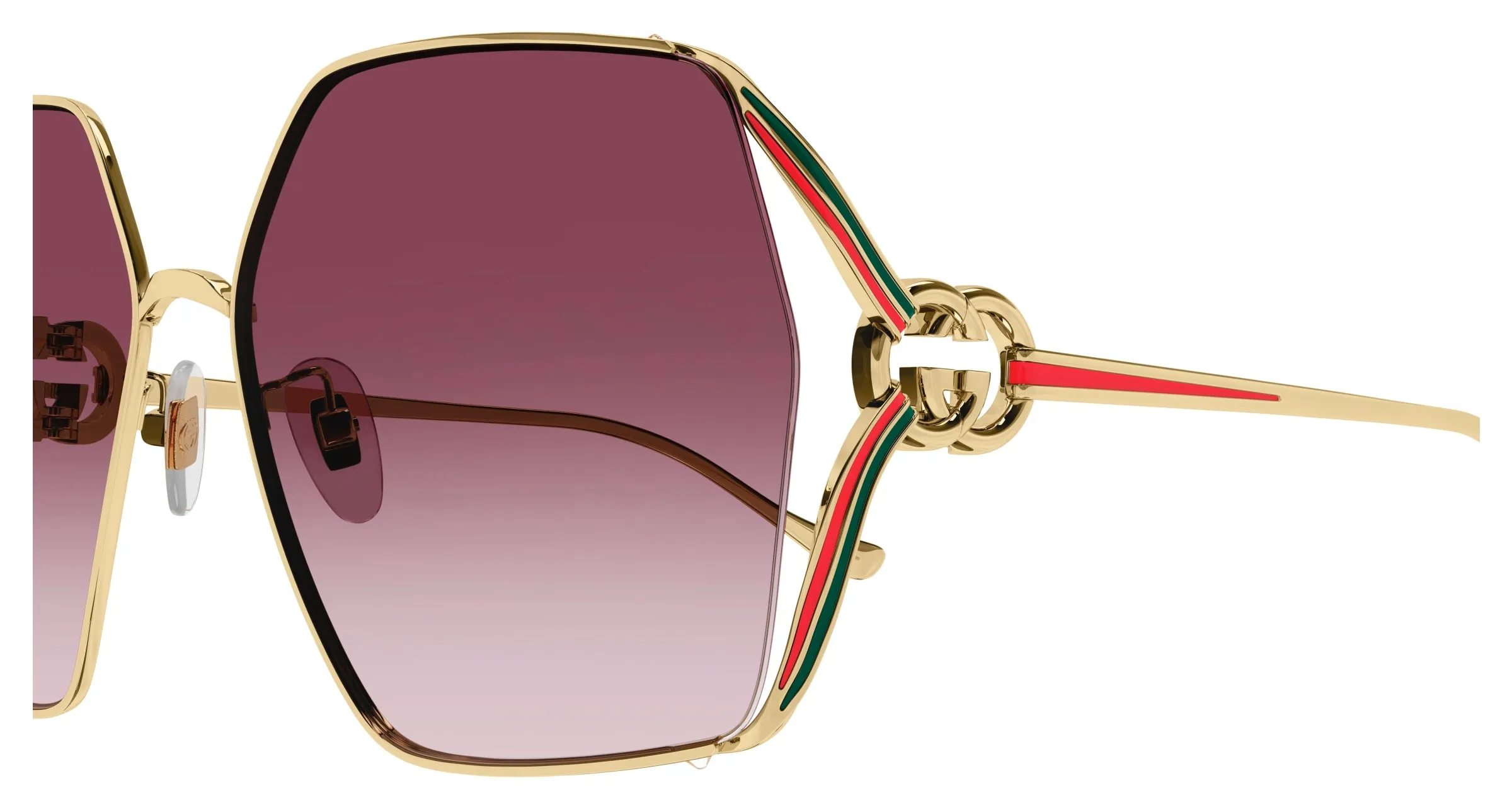 Gucci GG1322SA 003 Occhiali da sole Metallo Oro Rosso Squadrata Normale Sfumato - immagine 3
