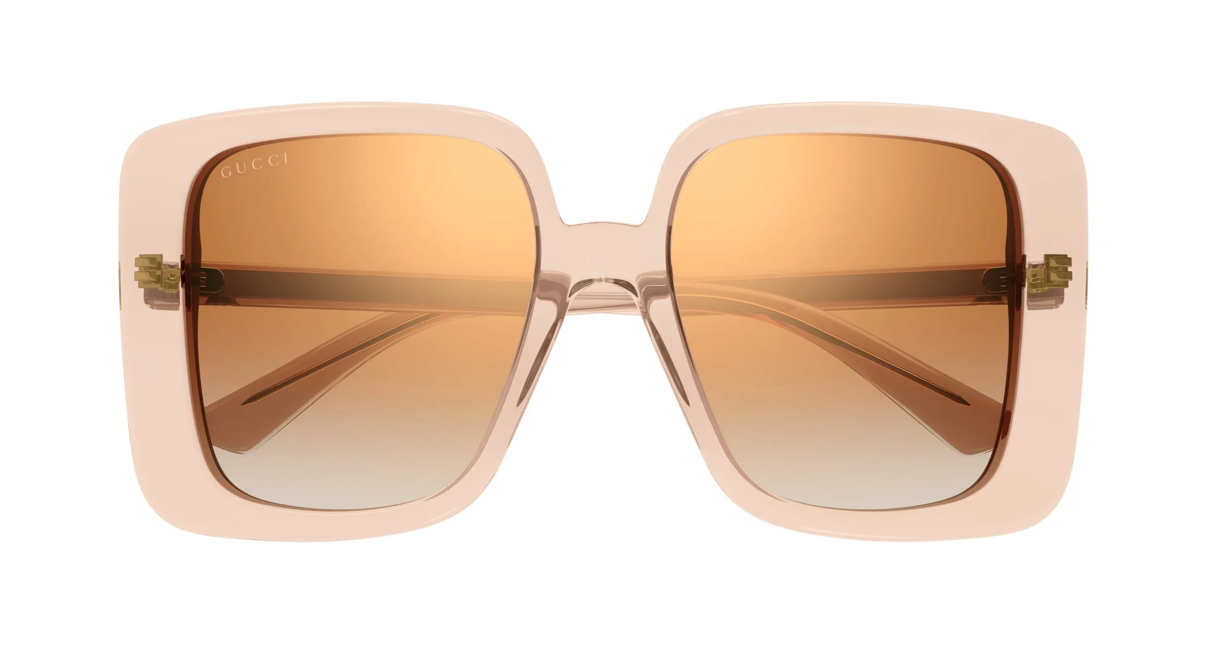 Gucci GG1314S 005 Occhiali da sole Acetato Beige Marrone Squadrata Normale Specchiato - immagine 2