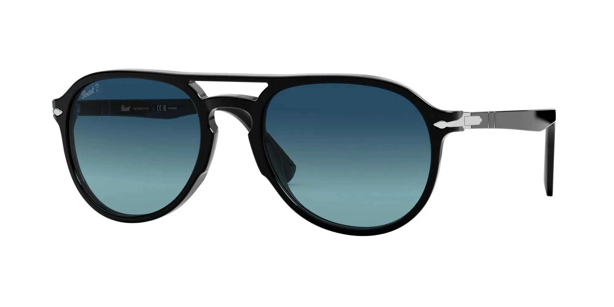 Persol PO3235S EL PROFESOR SERGIO 095/S3 Occhiali da sole Acetato Nero Blu Pilot Polarizzata Sfumato - immagine 1