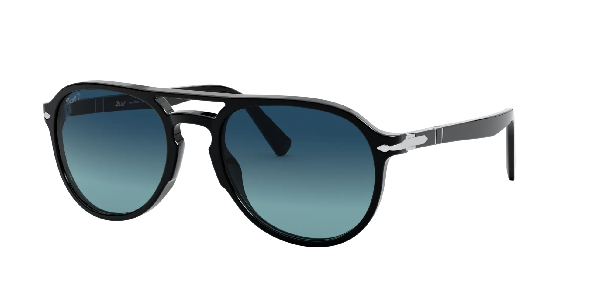 Persol PO3235S EL PROFESOR SERGIO 095/S3 Occhiali da sole Acetato Nero Blu Pilot Polarizzata Sfumato - immagine 3