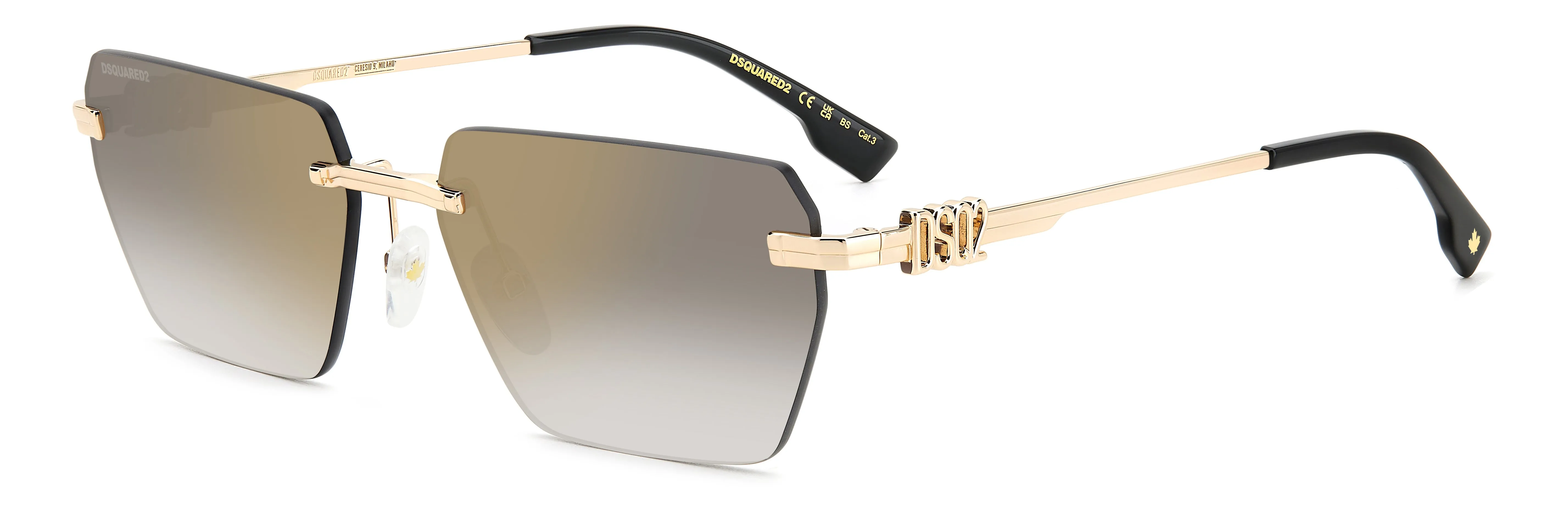 Dsquared2 D2 0102/S RHL/FQ Occhiali da sole Metallo Oro Oro Geometrica Normale Sfumato - immagine 1
