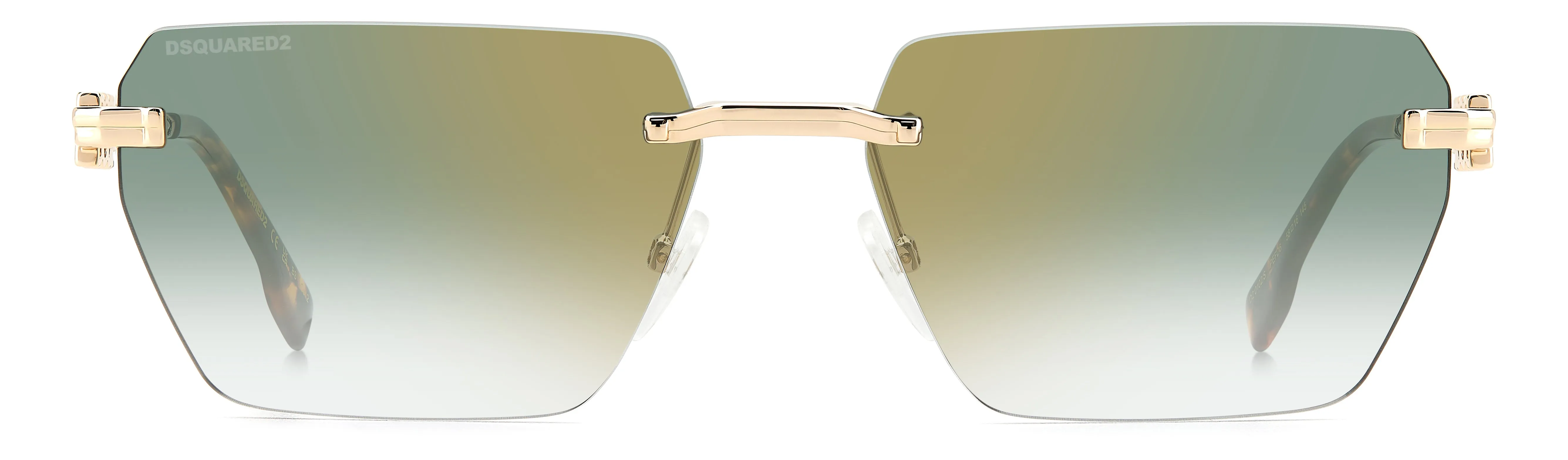 Dsquared2 D2 0102/S PEF/D6 Occhiali da sole Metallo Oro Verde Squadrata Specchiate Sfumato - immagine 2