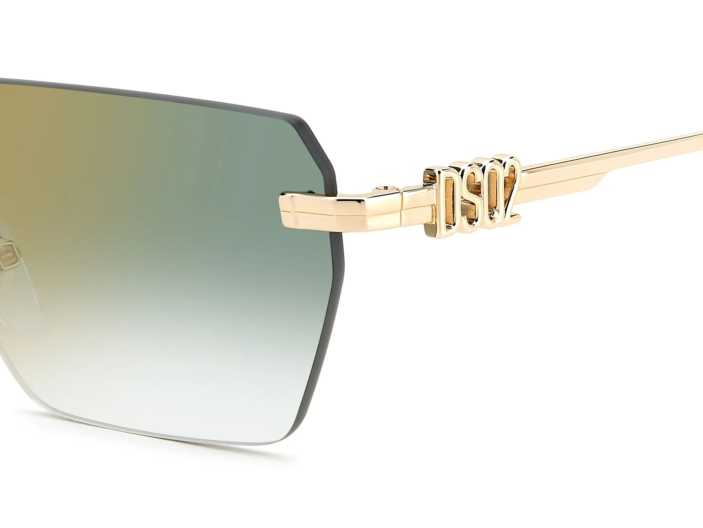 Dsquared2 D2 0102/S PEF/D6 Occhiali da sole Metallo Oro Verde Squadrata Specchiate Sfumato - immagine 3