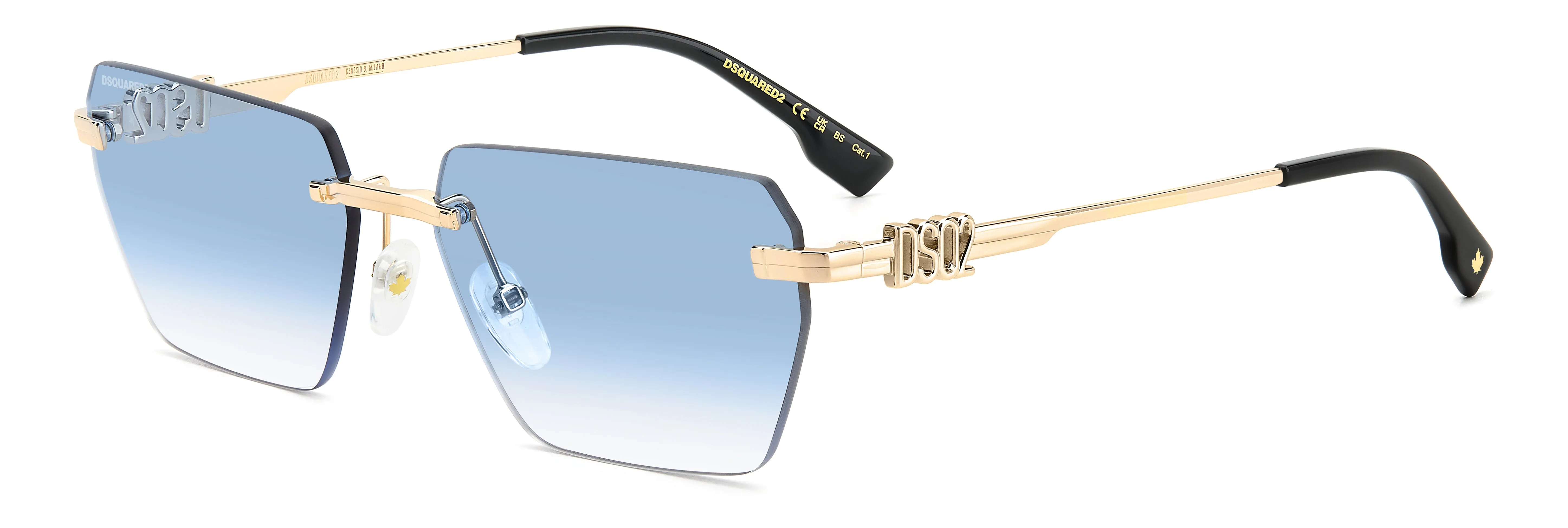 Dsquared2 D2 0102/S LKS/ST Occhiali da sole Metallo Oro Azzurro Squadrata Normale Sfumato - immagine 1