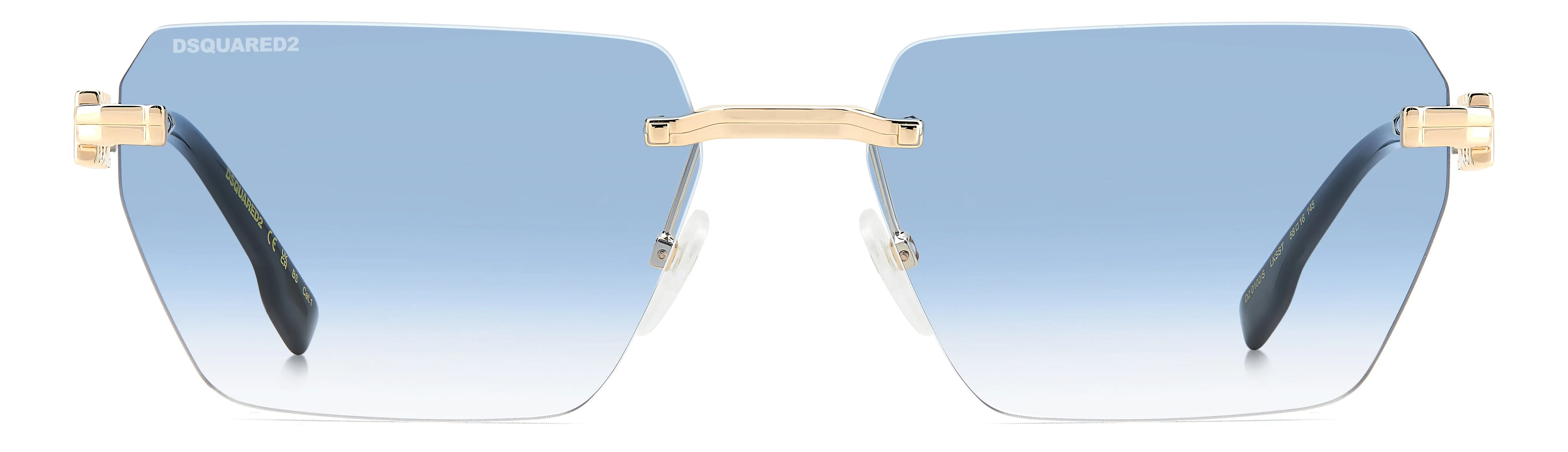 Dsquared2 D2 0102/S LKS/ST Occhiali da sole Metallo Oro Azzurro Squadrata Normale Sfumato - immagine 2