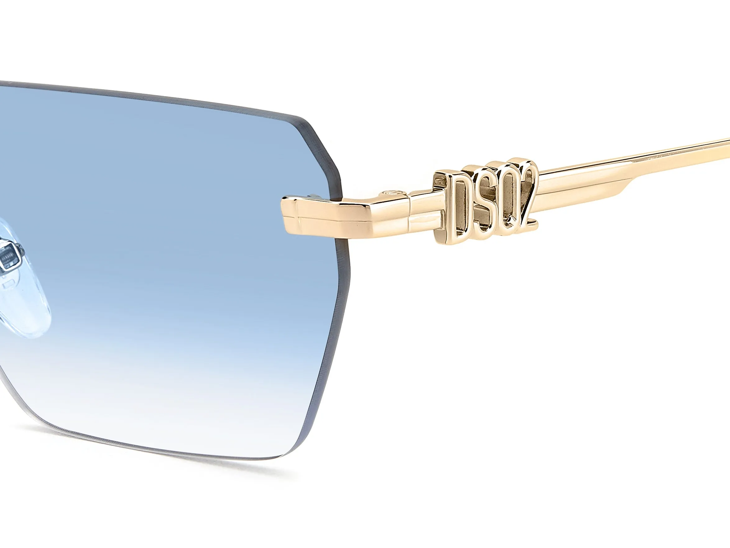 Dsquared2 D2 0102/S LKS/ST Occhiali da sole Metallo Oro Azzurro Squadrata Normale Sfumato - immagine 3