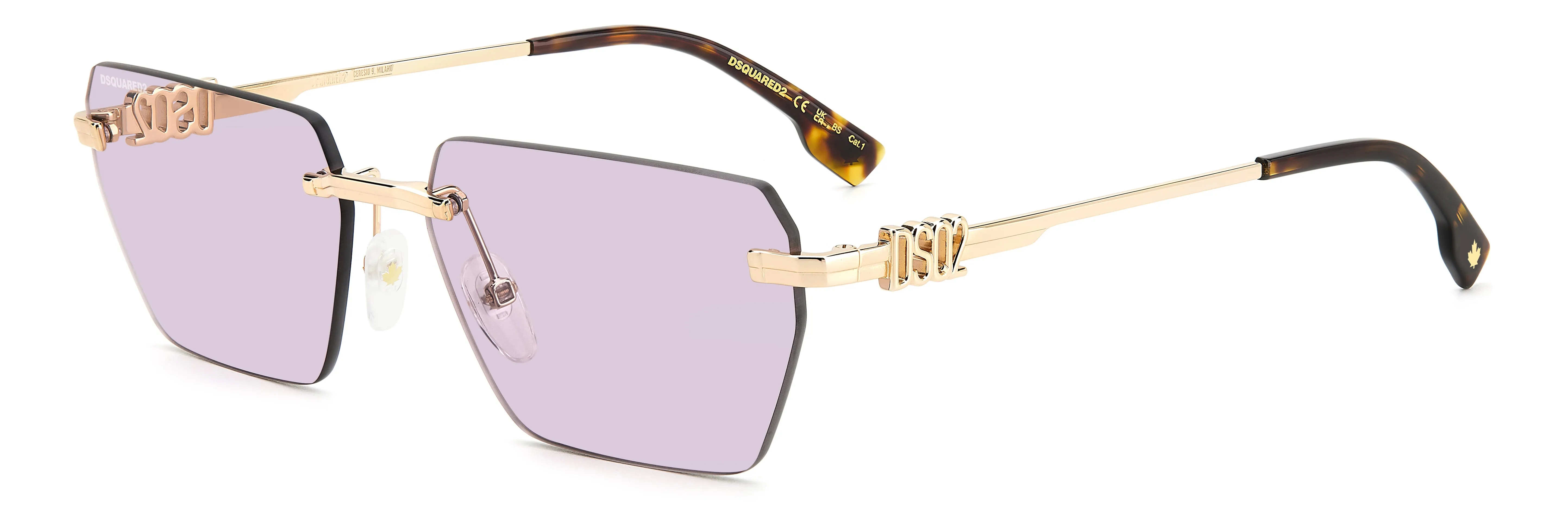 Dsquared2 D2 0102/S EYR/UR Occhiali da sole Metallo Oro Viola Geometrica Normale - immagine 1