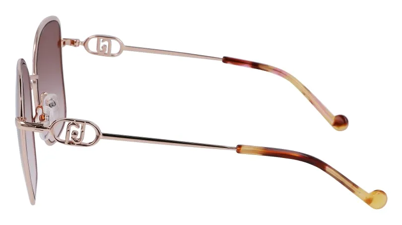 Liu Jo LJ155S 770 Occhiali da sole Metallo Oro rosa Marrone Squadrata Normale - immagine 4