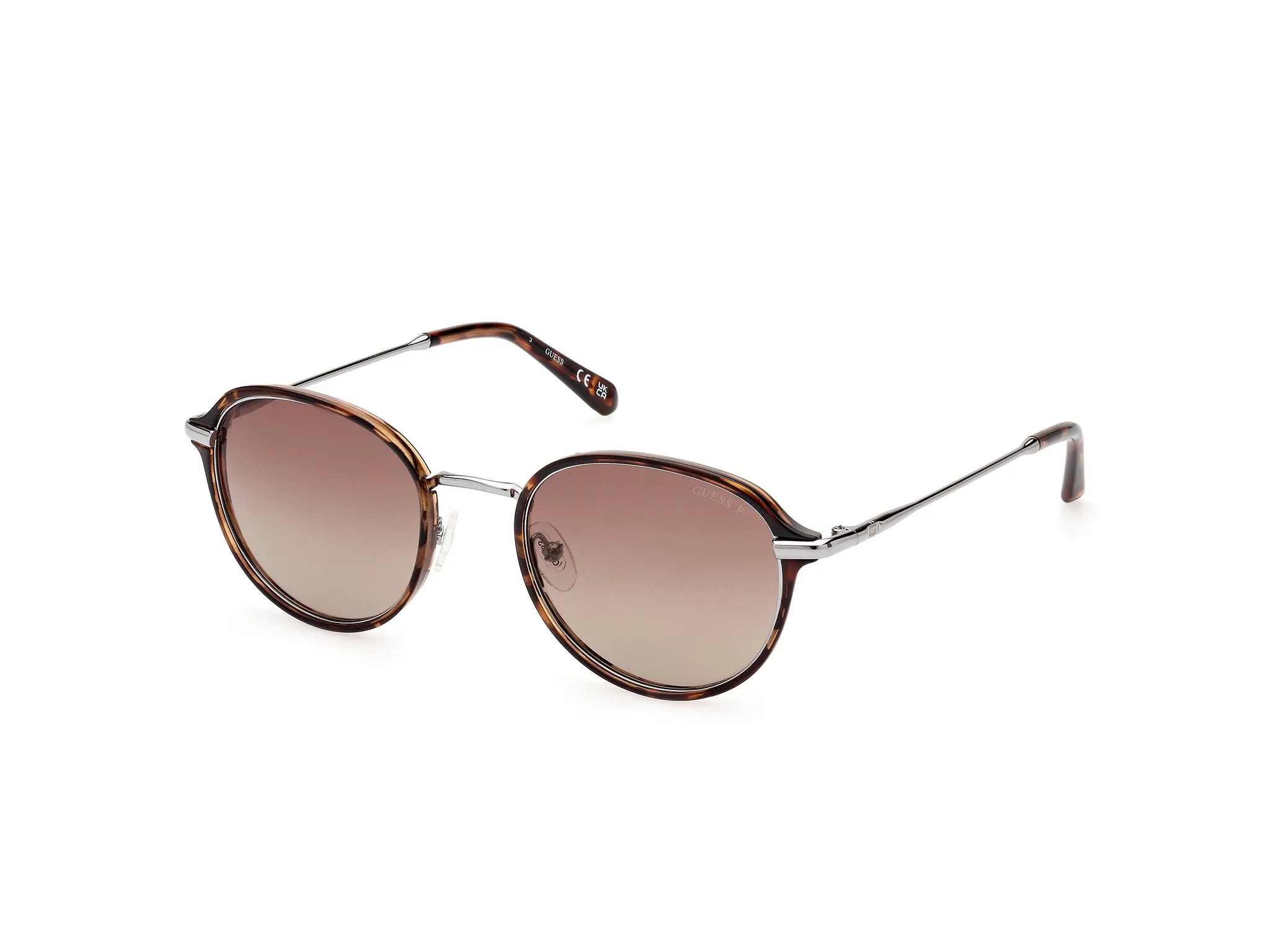 Guess GU00068 52H Occhiali da sole Iniettato Havana Marrone Rotonda Polarizzata Sfumato - immagine 1
