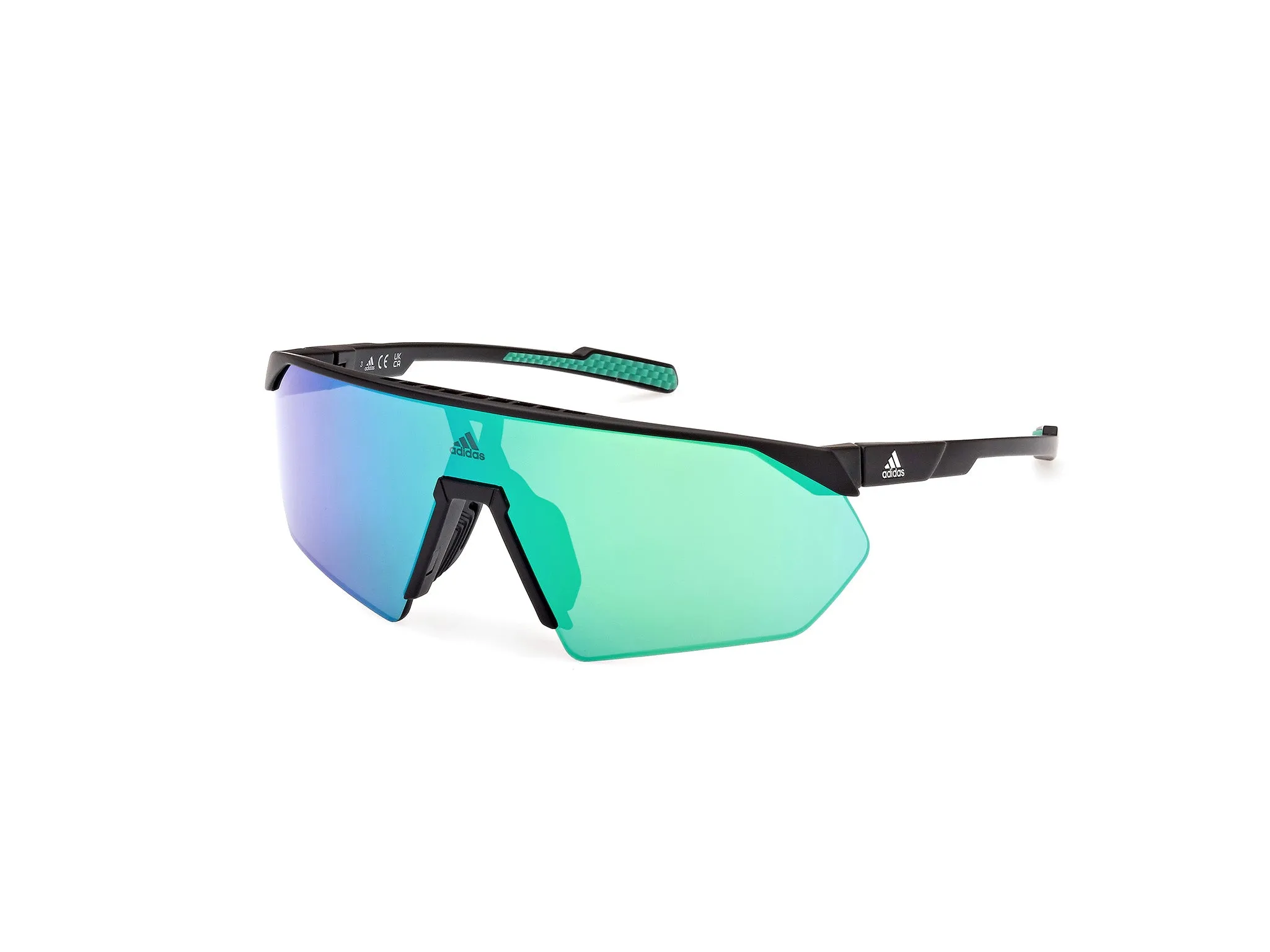 Adidas Sport SP0076 ANEMOS OG S 02Q Occhiali da sole Plastica Nero-opaco Verde Maschera Normale Specchiato - immagine 1