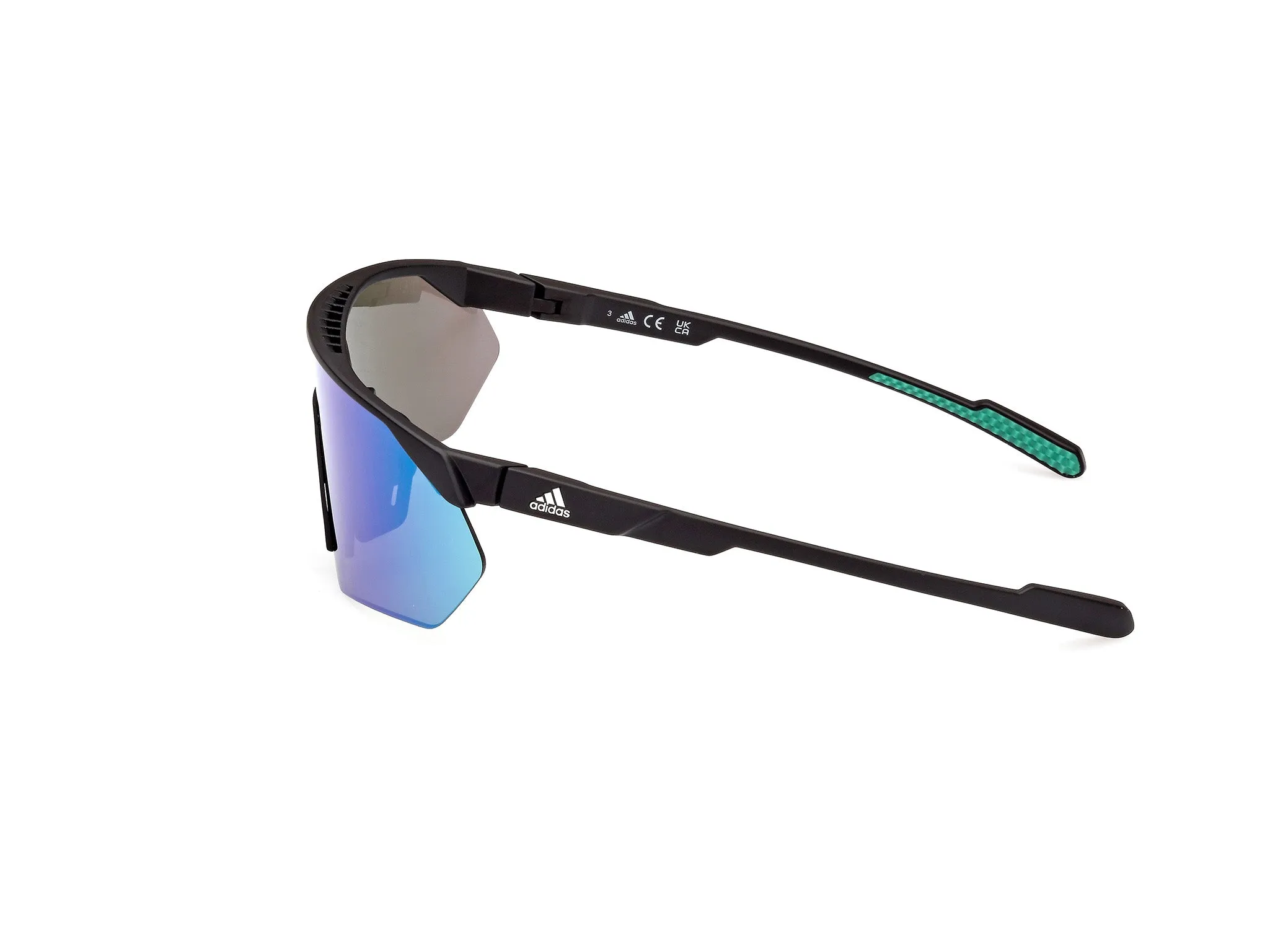 Adidas Sport SP0076 ANEMOS OG S 02Q Occhiali da sole Plastica Nero-opaco Verde Maschera Normale Specchiato - immagine 2