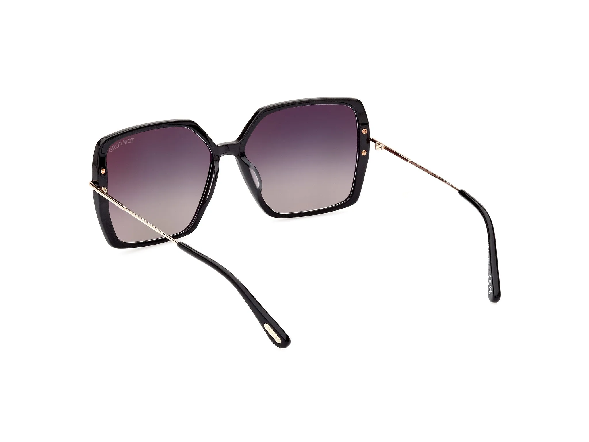 TOM FORD FT1039 JOANNA 01B Occhiali da sole Acetato Nero Grigio Farfalla Normale Sfumato - immagine 4