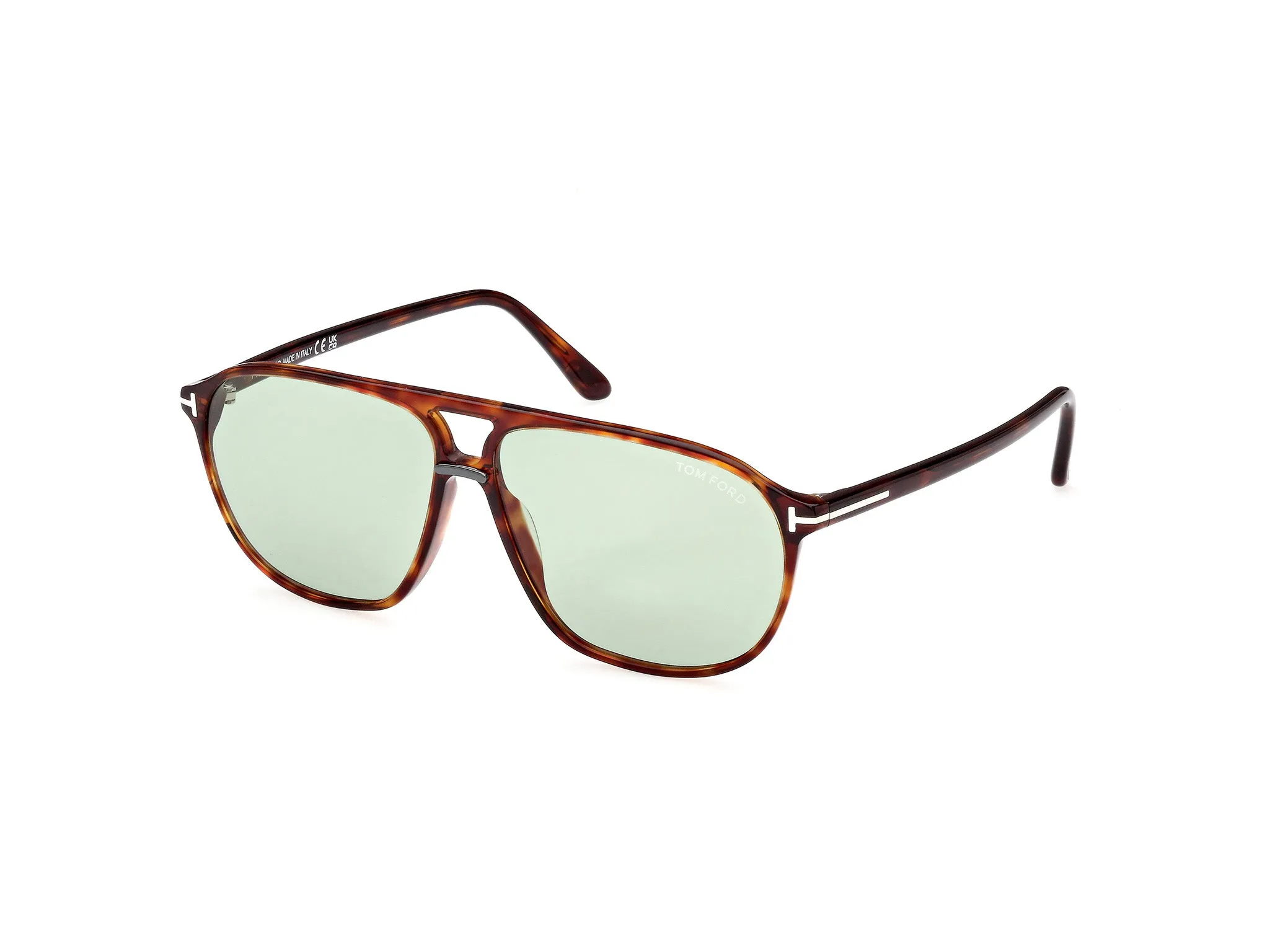 TOM FORD FT1026 BRUCE 54N Occhiali da sole Acetato Havana Verde Squadrata Normale - immagine 1