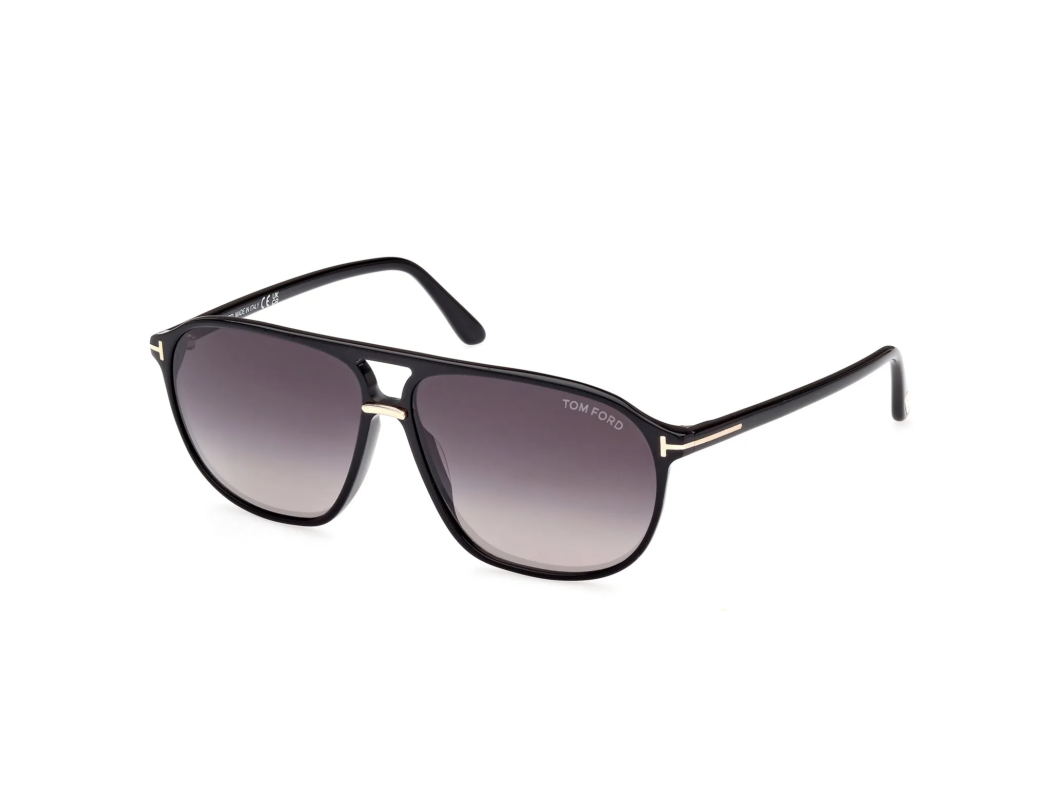 TOM FORD FT1026 BRUCE 01B Occhiali da sole Acetato Nero Grigio Squadrata Normale Sfumato - immagine 1