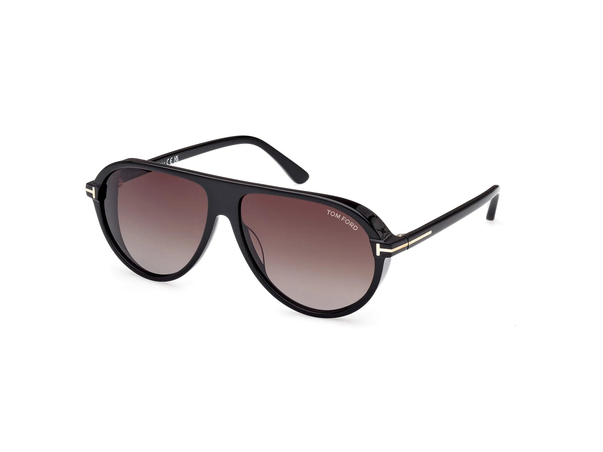 TOM FORD FT1023 MARCUS 01B Occhiali da sole Acetato Nero Grigio Pilot Normale Sfumato - immagine 1