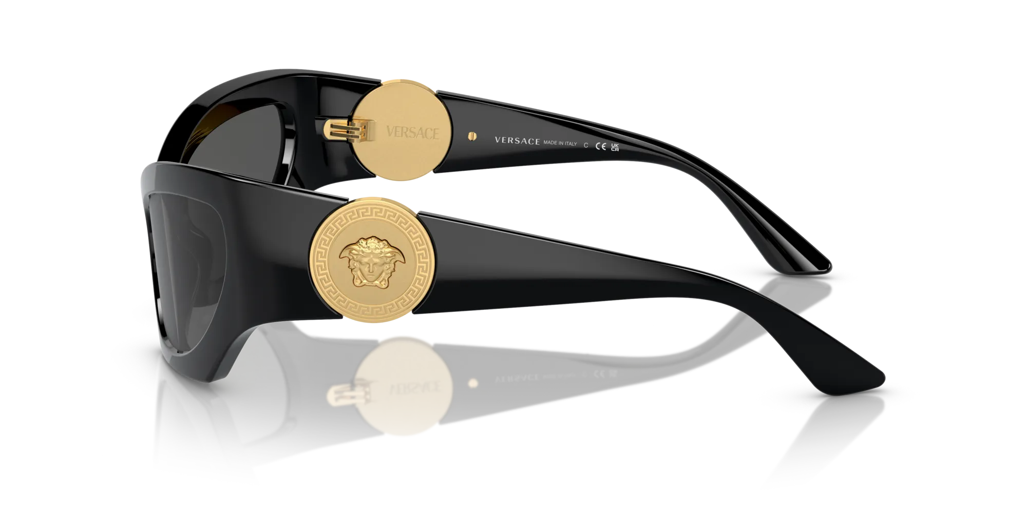 Versace VE4450 GB1/87 Occhiali da sole Iniettato Nero Grigio Cat Eye Normale - immagine 4