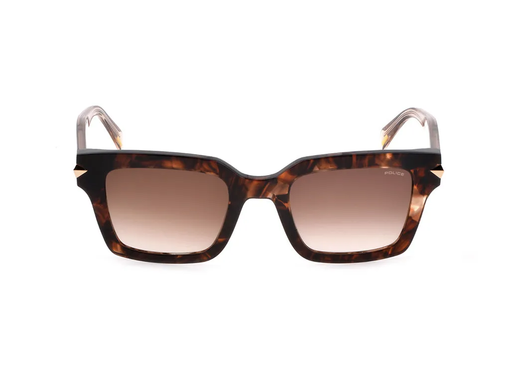 Police SPLF32 DAWN 4 02AD Occhiali da sole Acetato Havana Marrone Squadrata Normale Sfumato - immagine 2