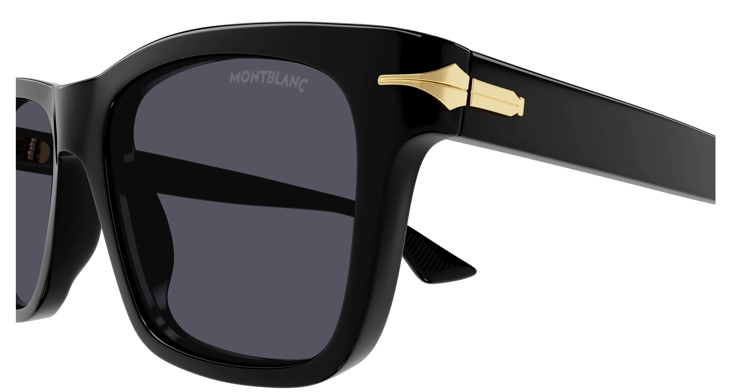 Montblanc MB0263S 001 Occhiali da sole Acetato Nero Grigio Squadrata - immagine 3